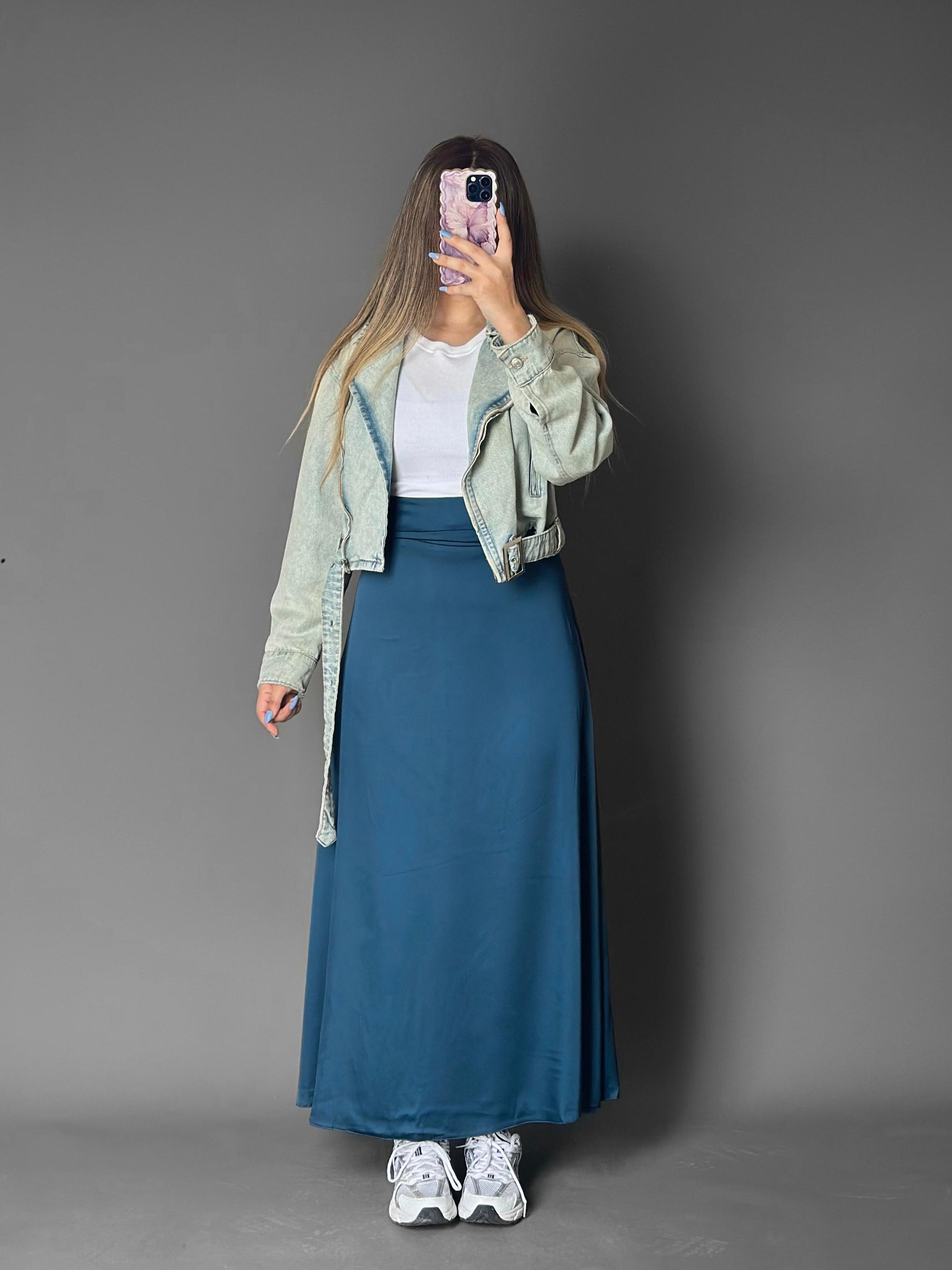 Swareh Satin Skirt  - Petroleum