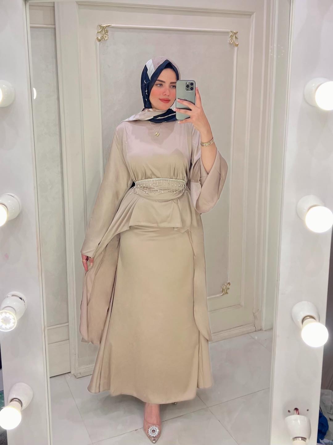 Swareh Satin Skirt  - Beige