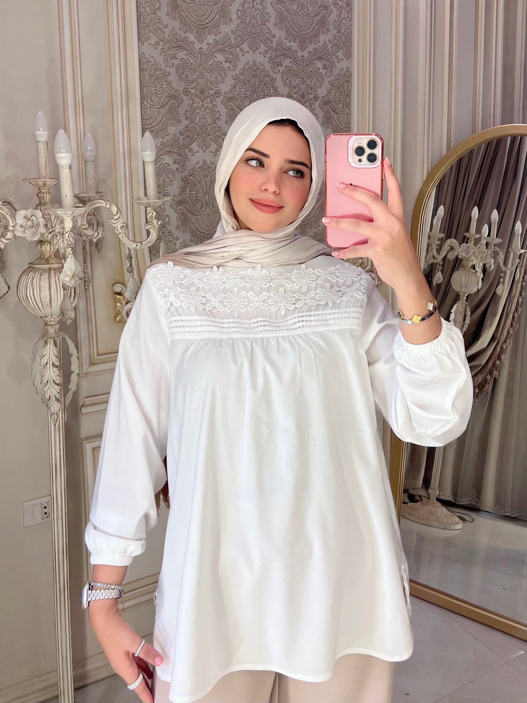 قميص بولو قطني أساسي - أبيض