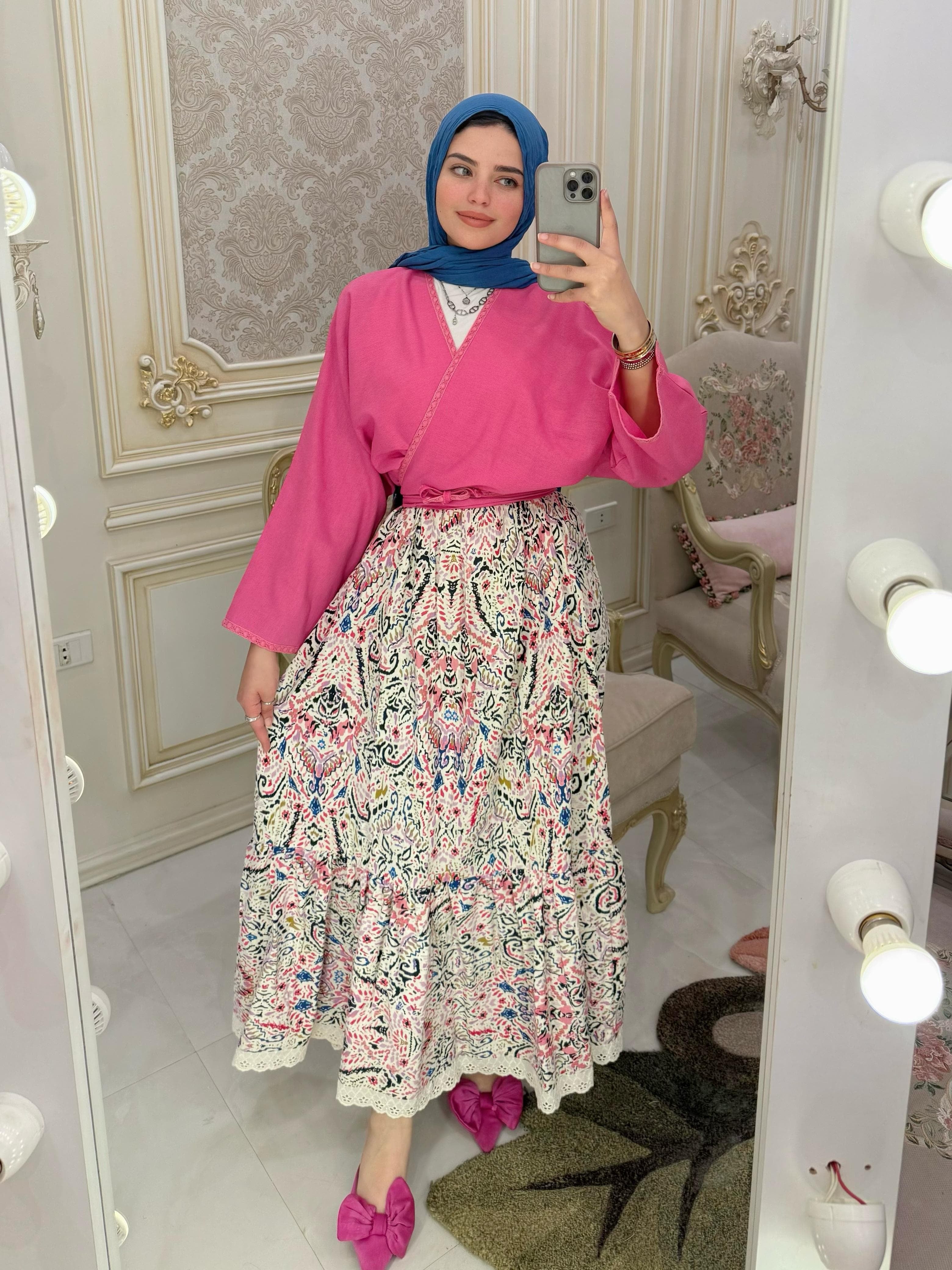 Farha Skirt- Mix Hot Pink