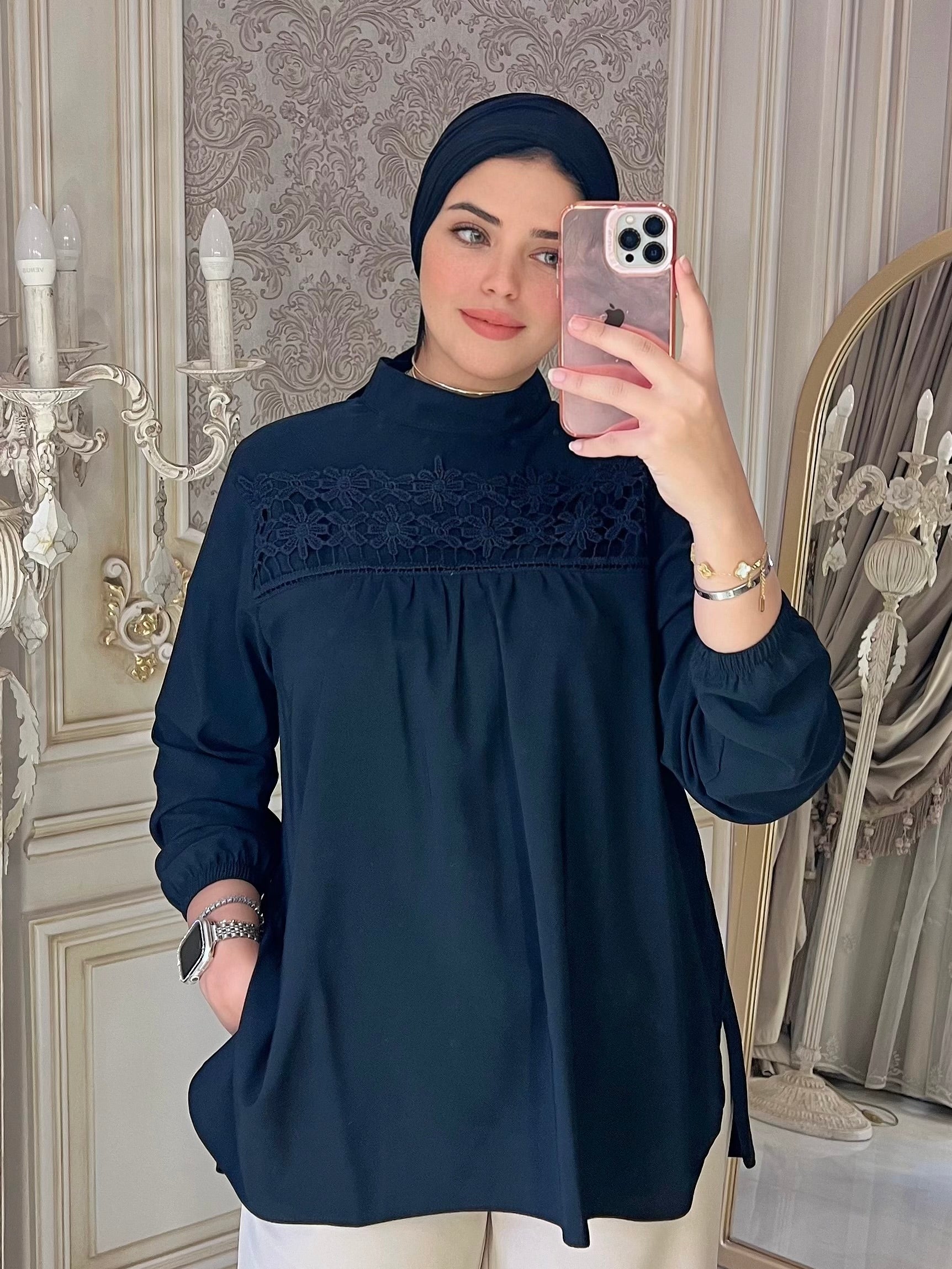 Basic Cotton Bolouse Jouber - Black