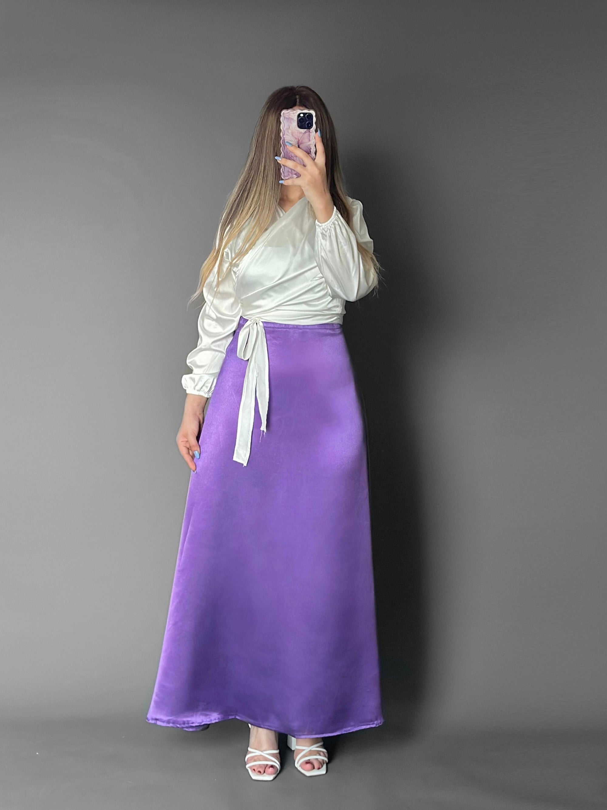 Satin skirt -lavender