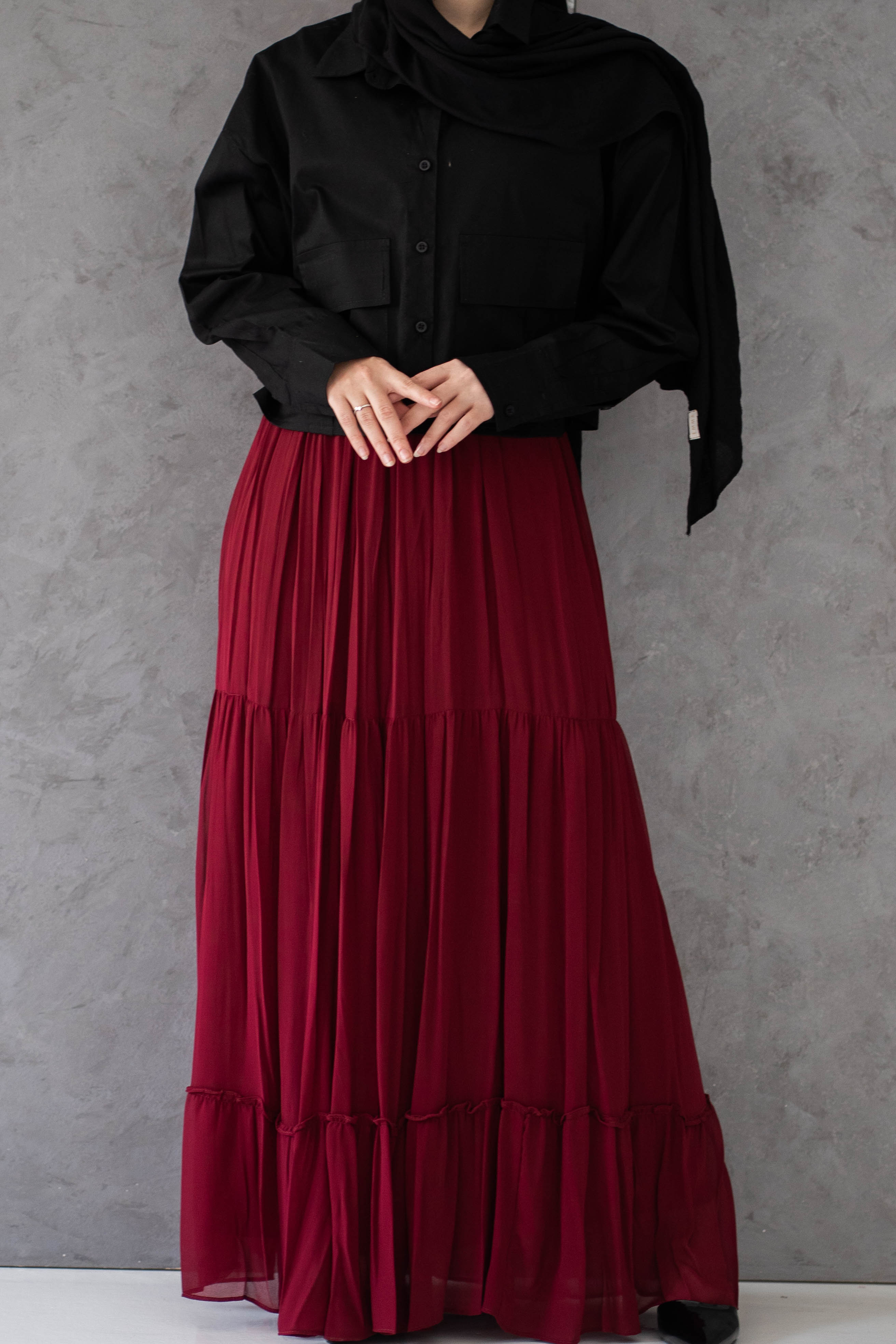 Chiffon skirt - Burgundy