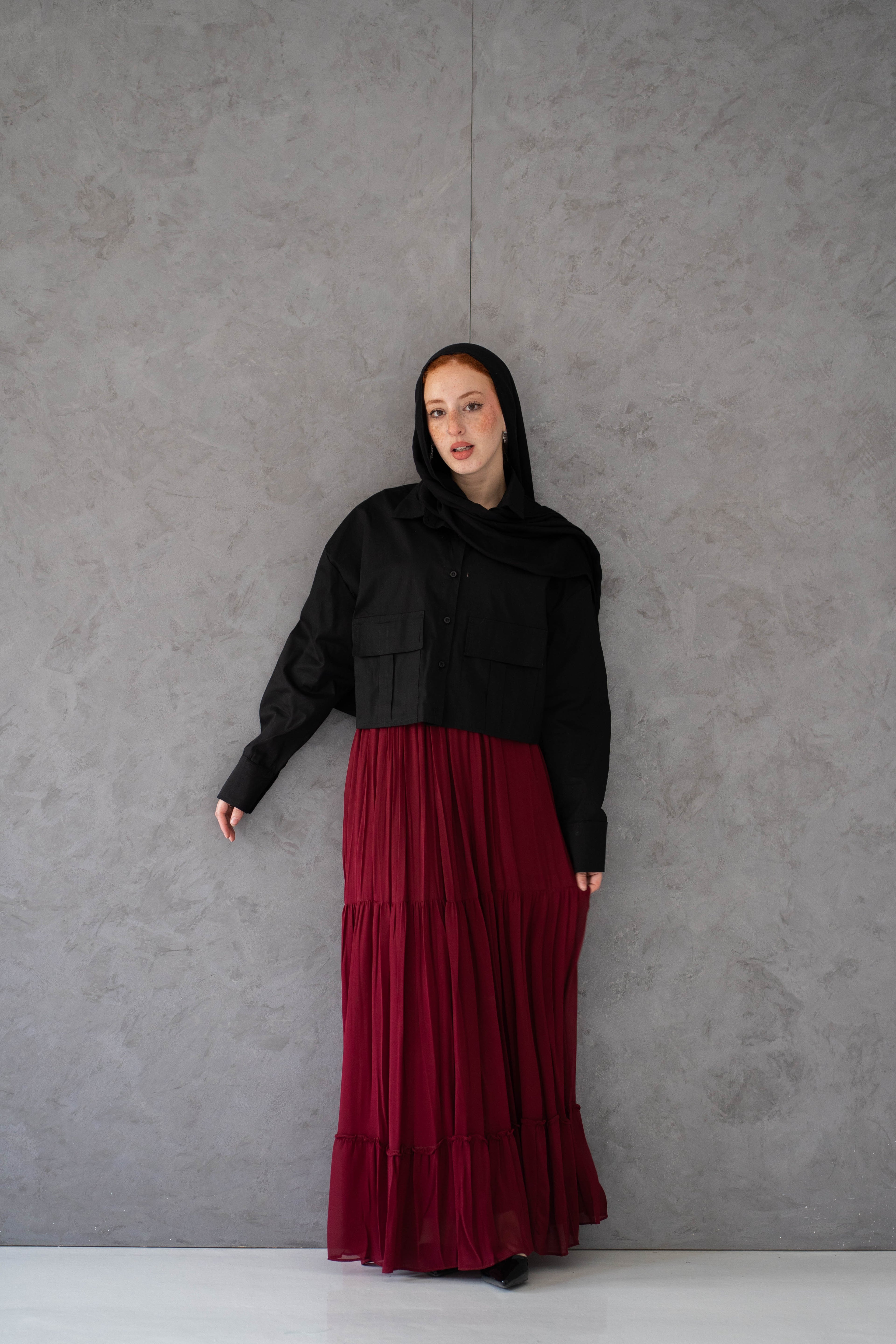 Chiffon skirt - Burgundy
