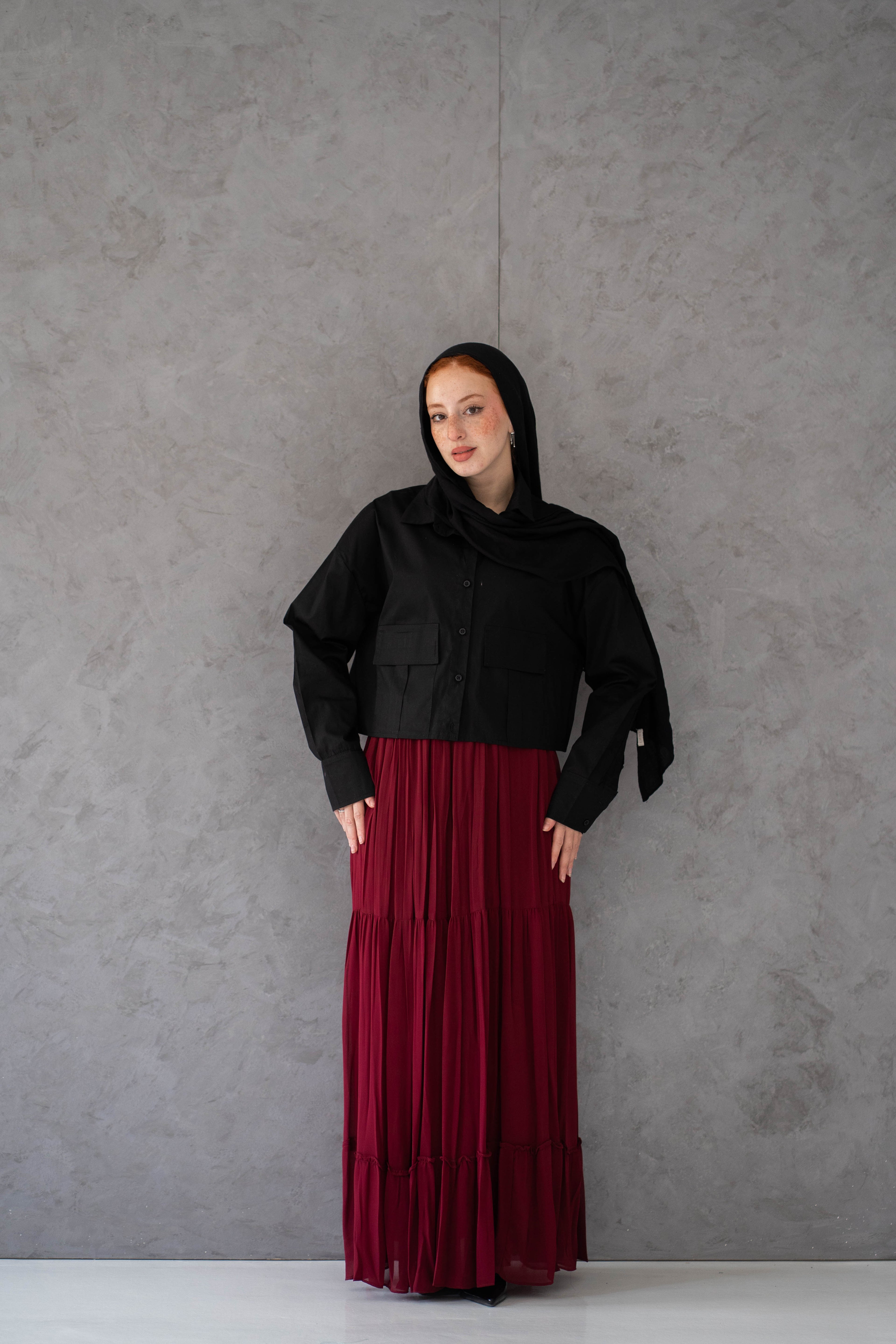 Chiffon skirt - Burgundy