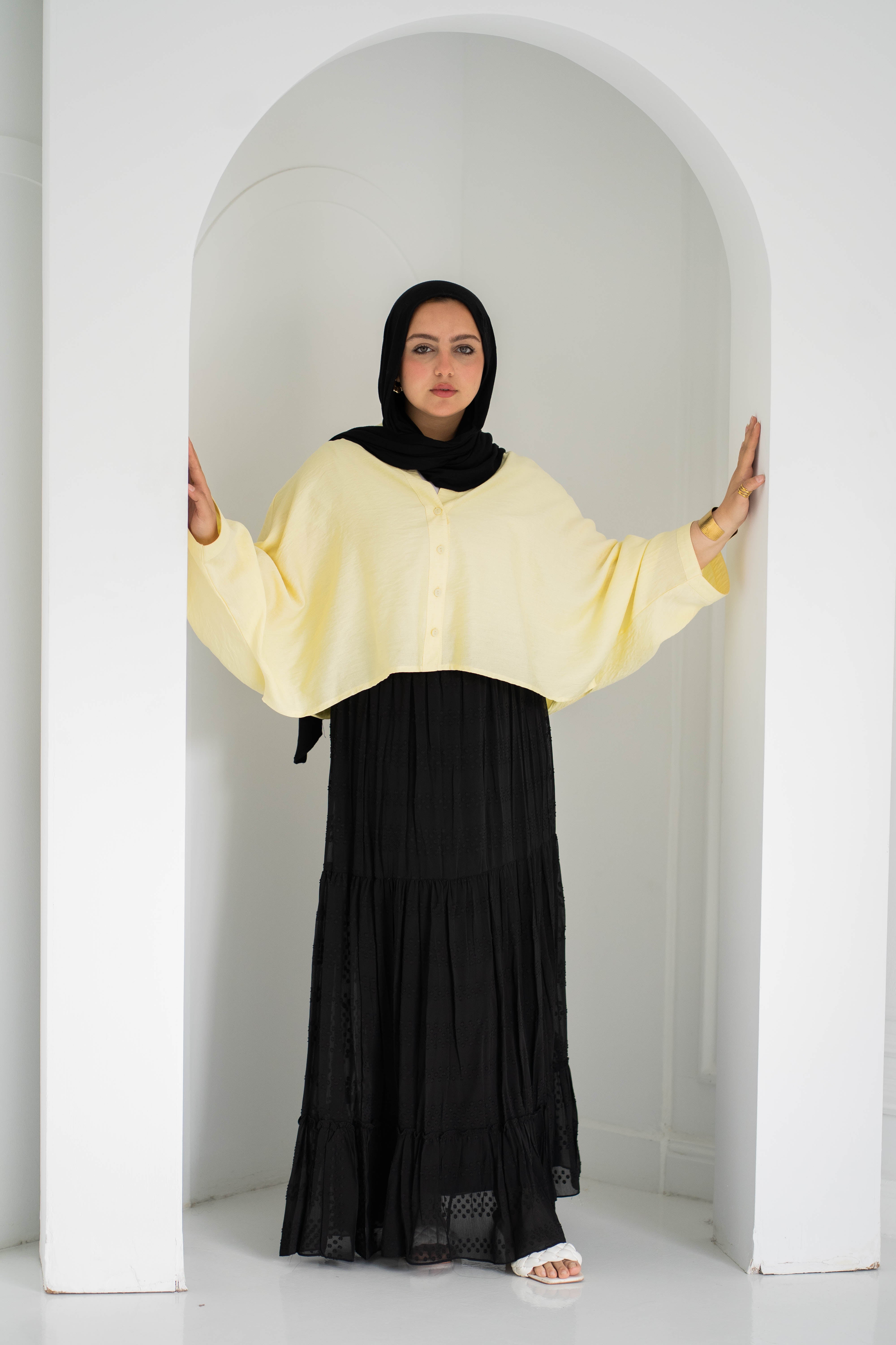 Chiffon skirt -black dots