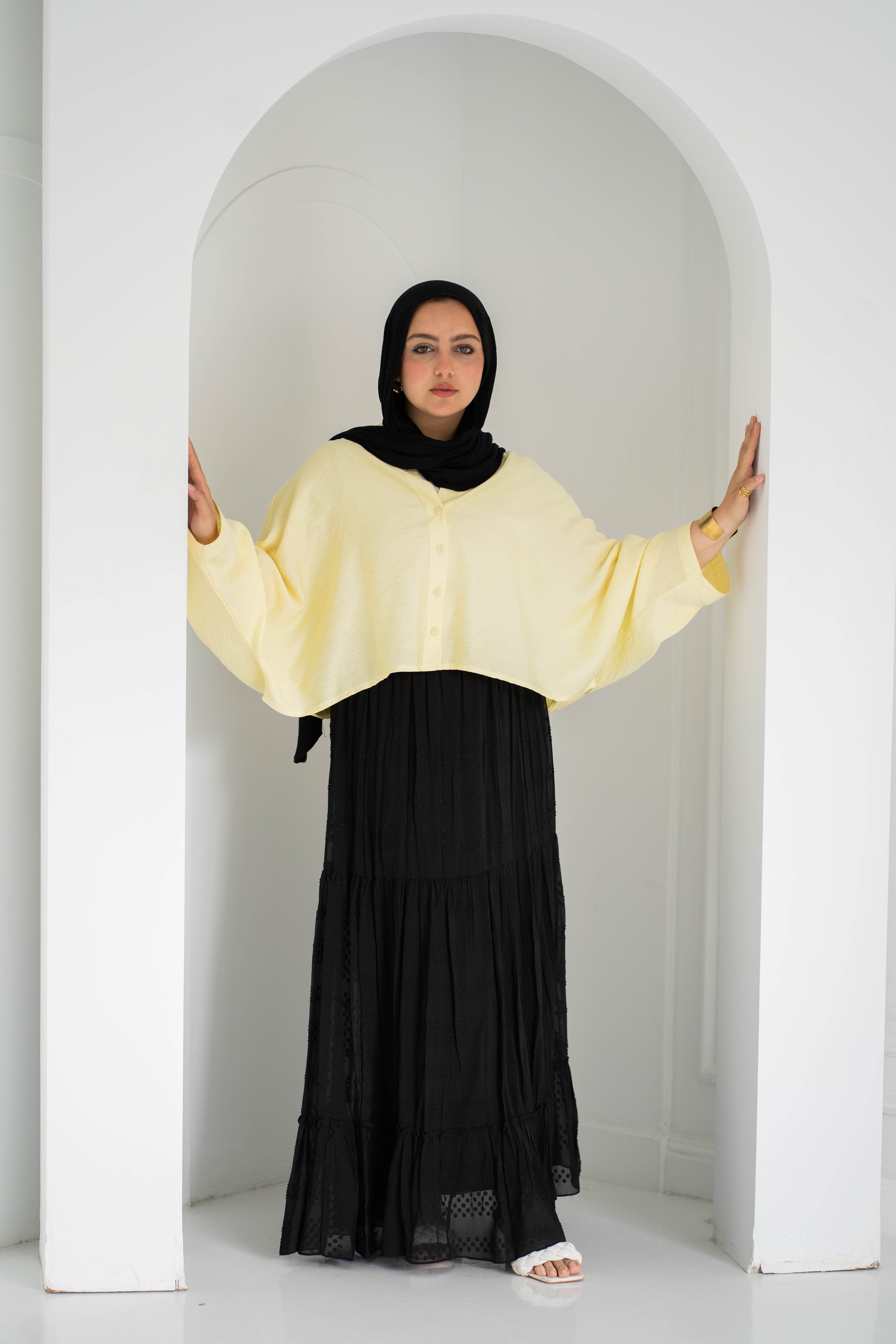 Chiffon skirt -black dots