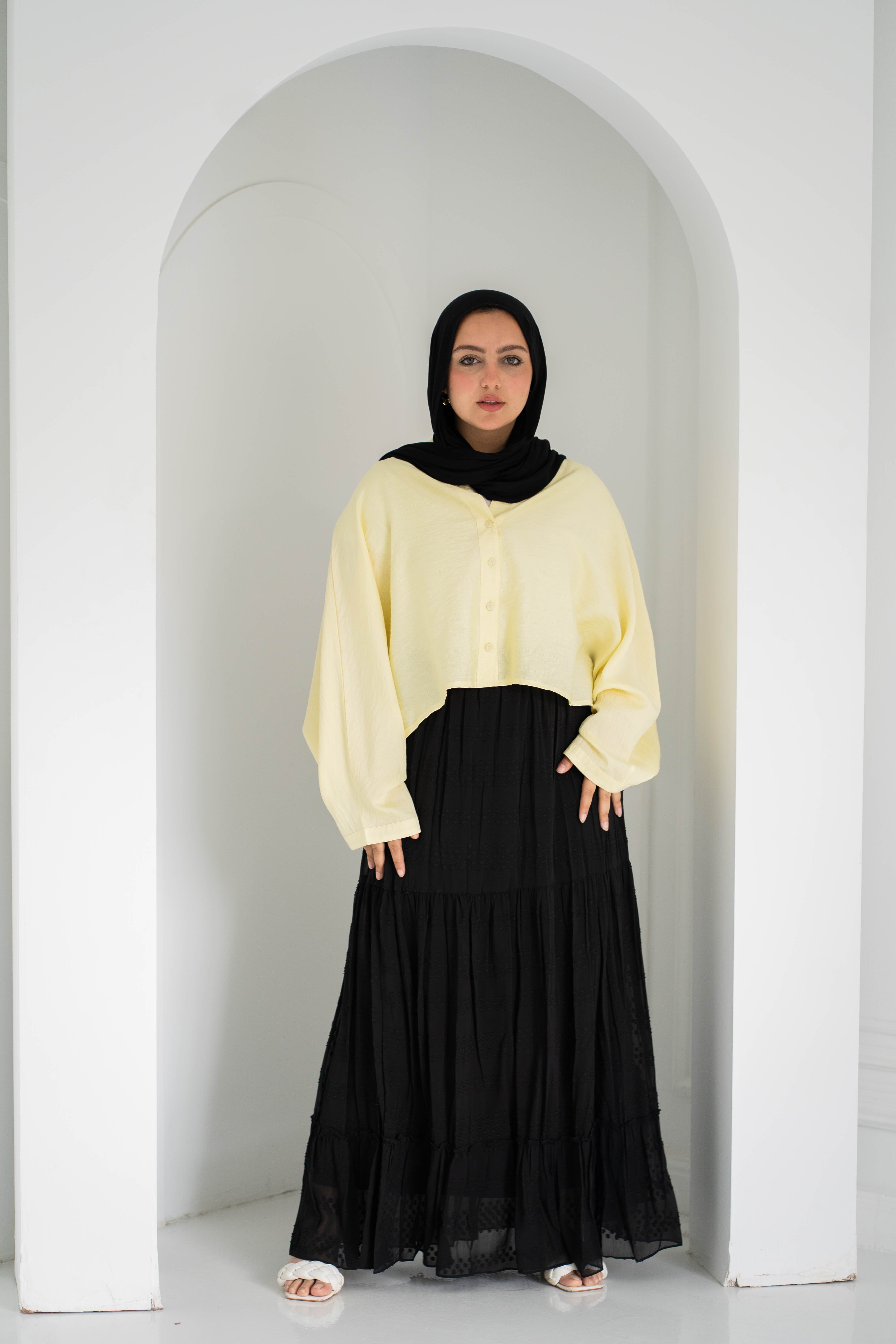 Chiffon skirt -black dots