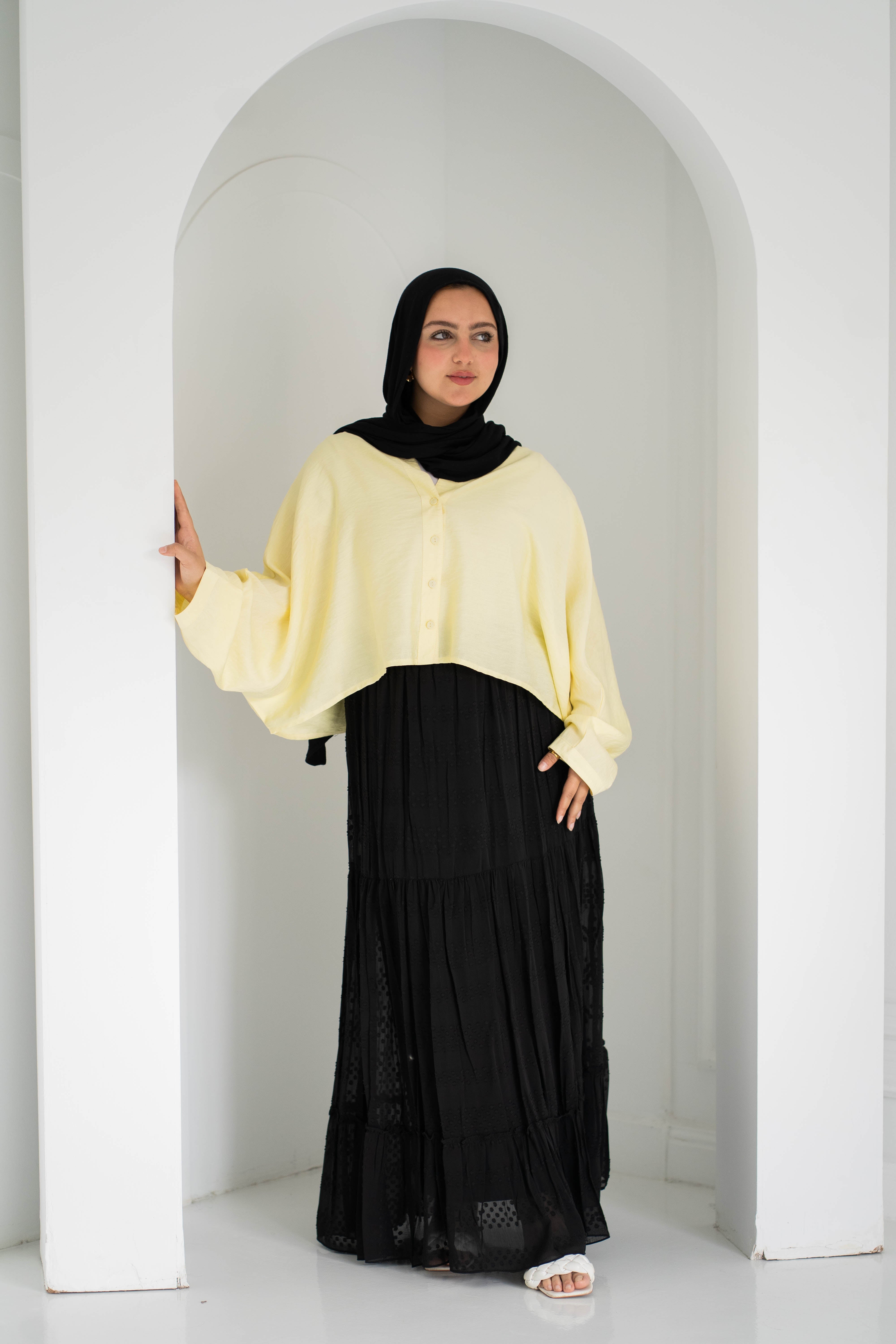 Chiffon skirt -black dots