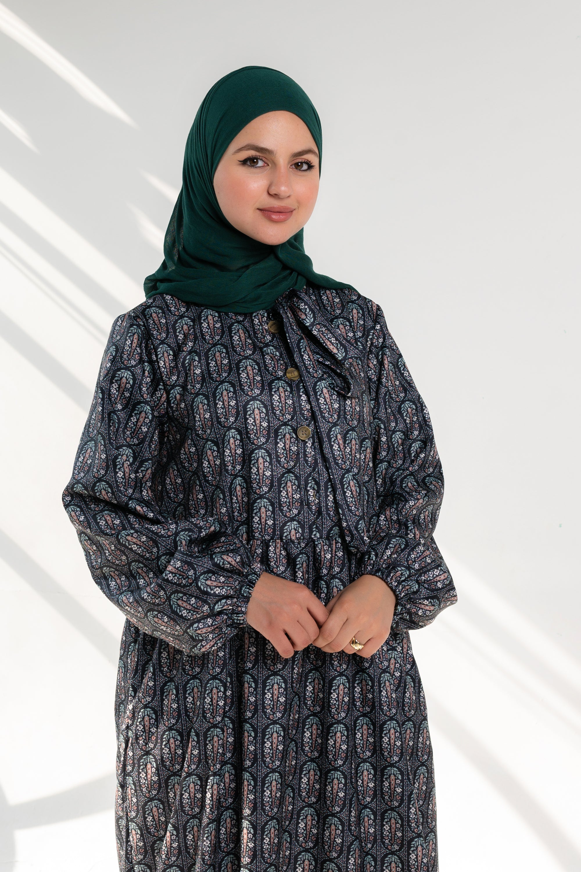 فستان حور مطبوع - نعناع