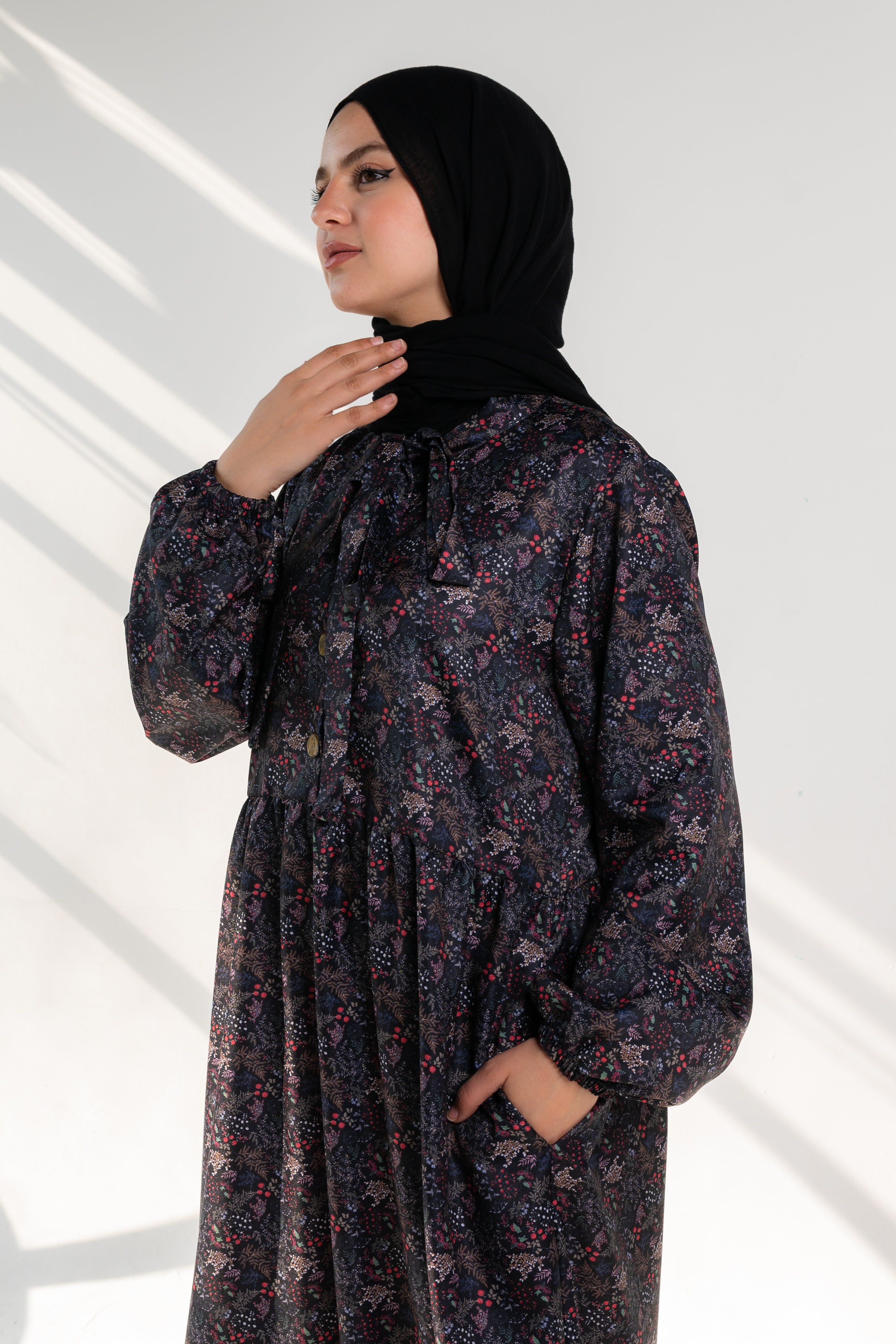 فستان حور مطبوع - عنب