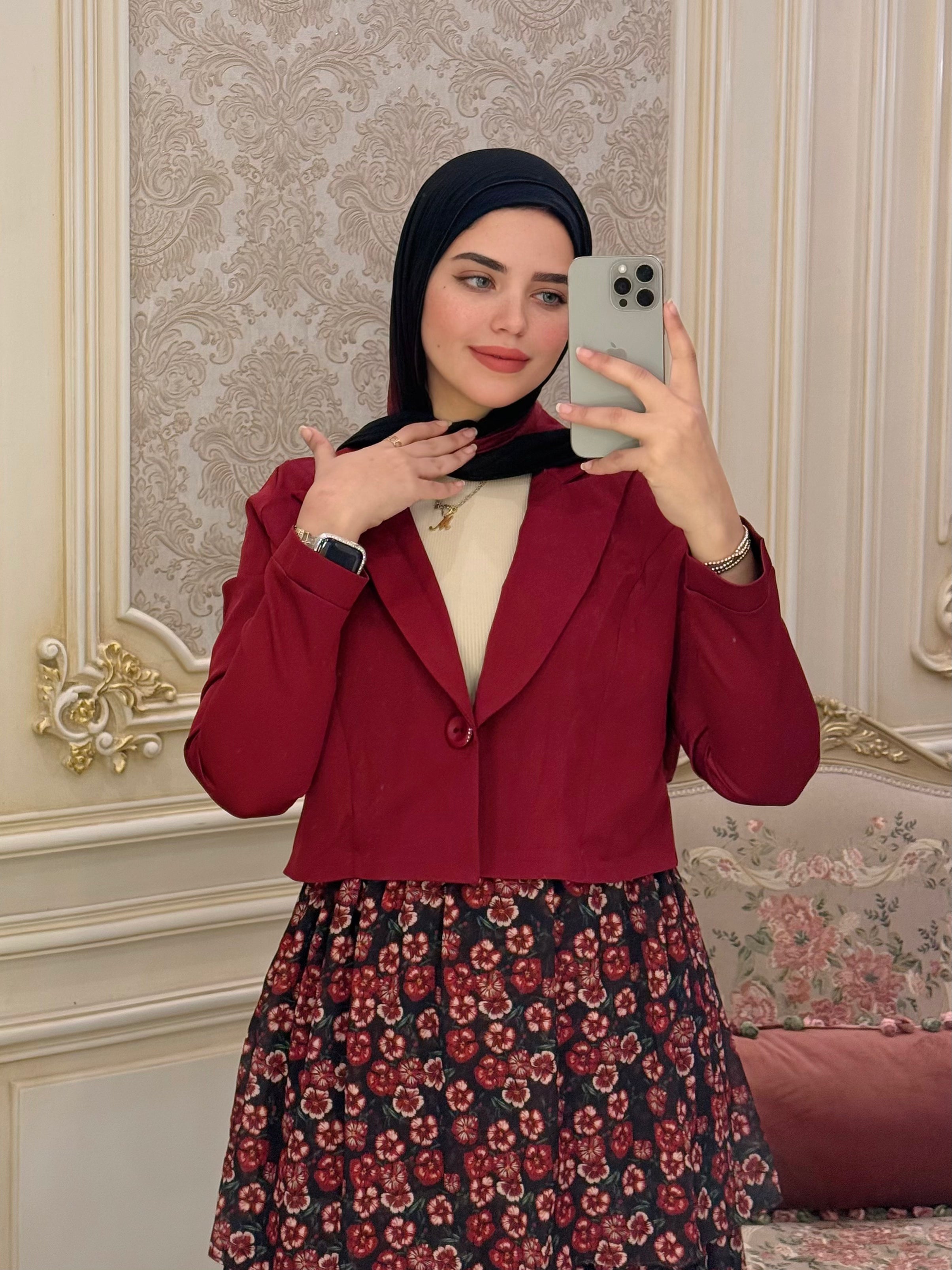 Crop blazer - Burgundy