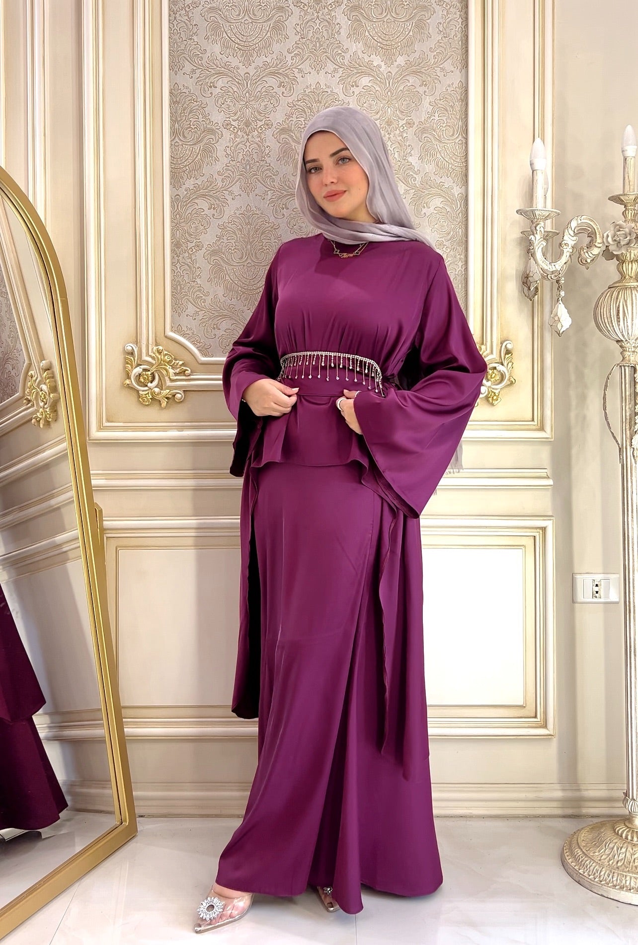 Swareh Satin Skirt  - Purple