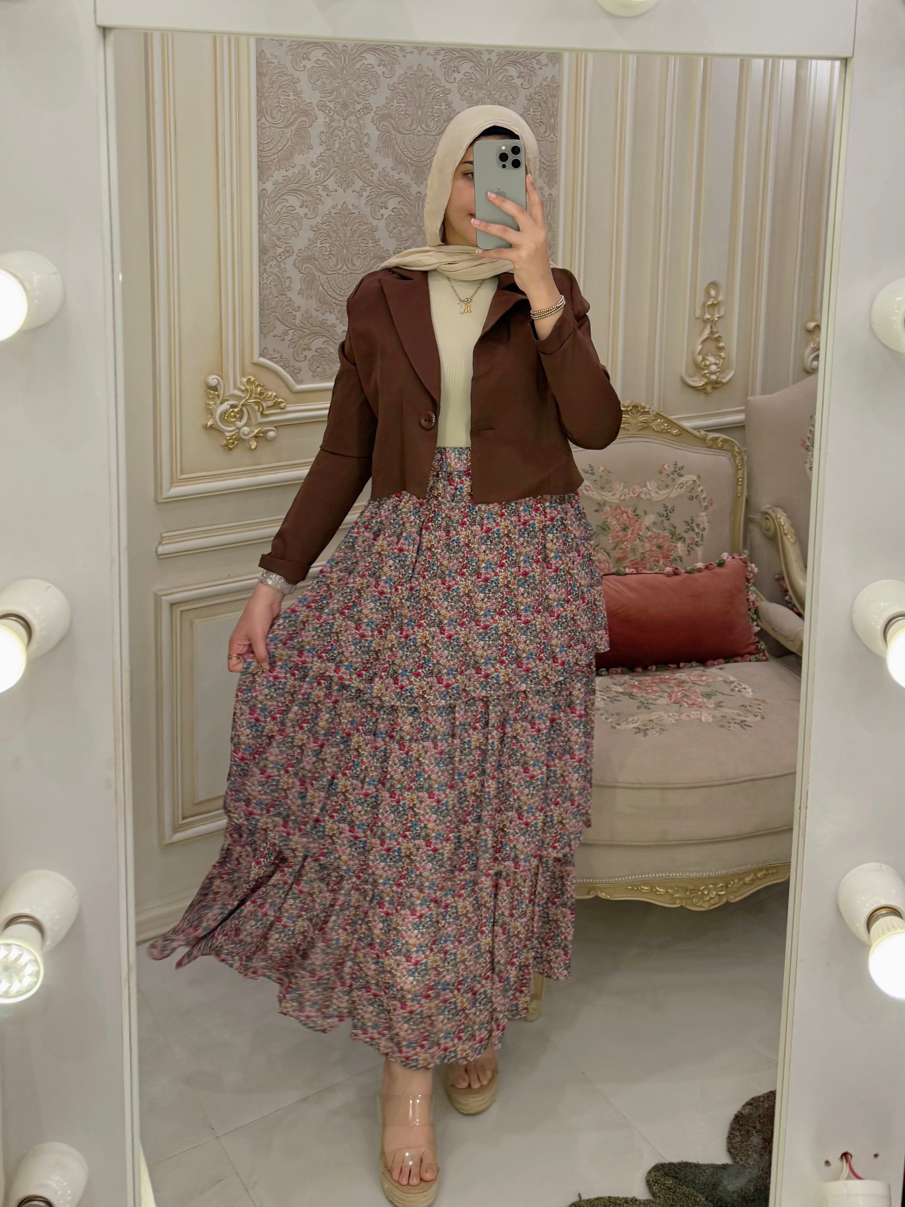 Farida Flory Skirt - Brown
