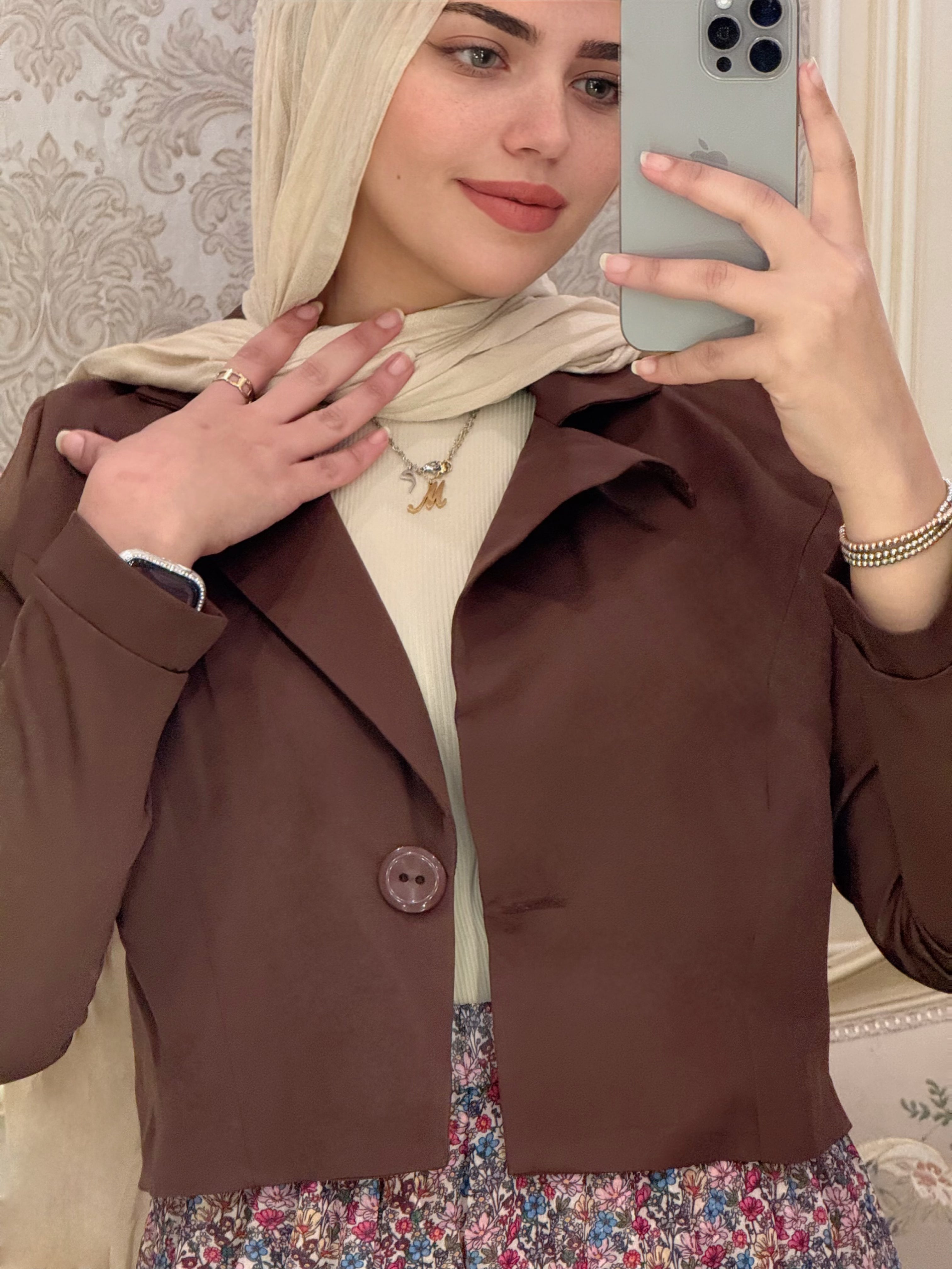 Crop blazer - Brown
