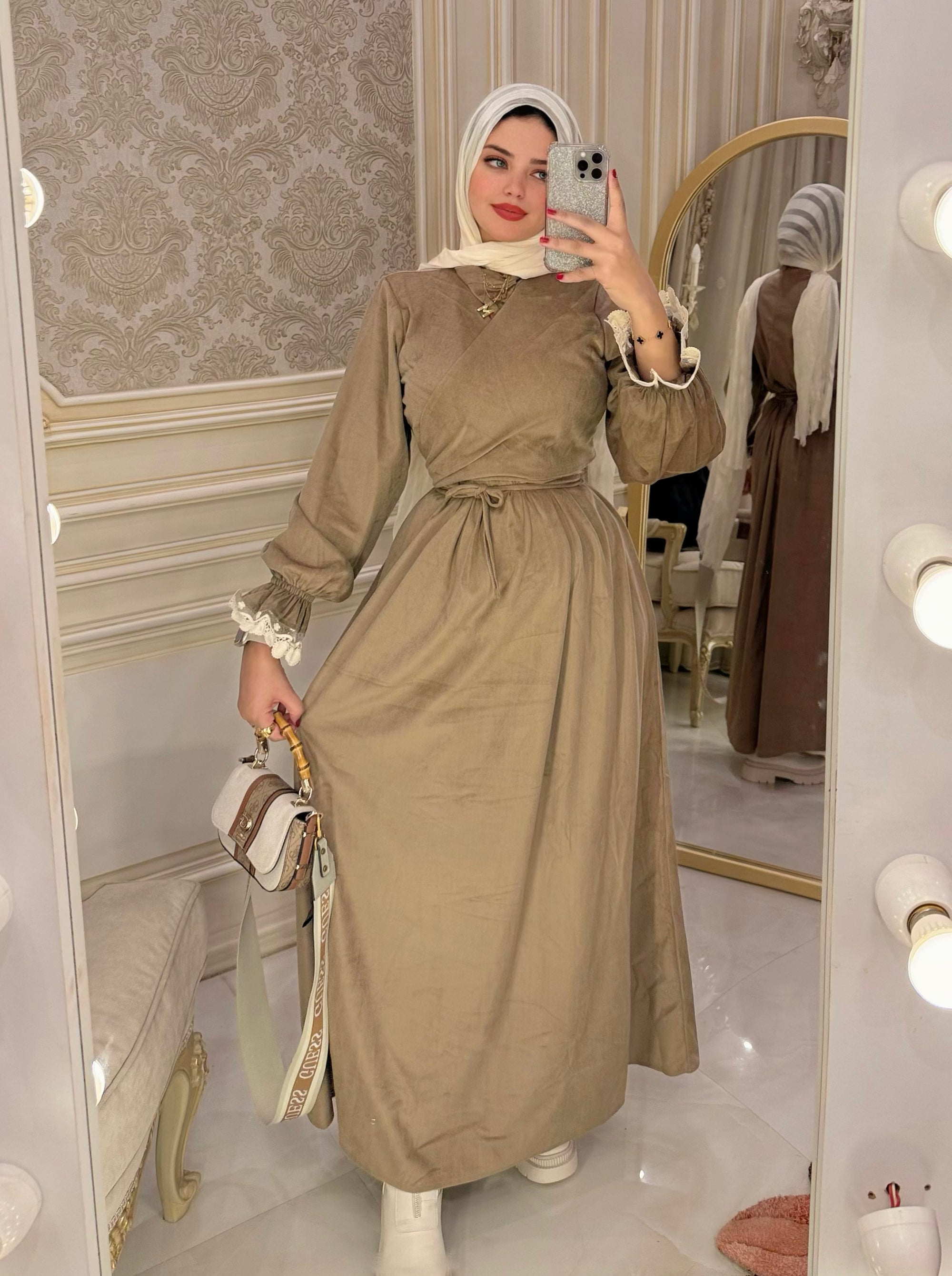 Duntel katifa Dress - Cafe
