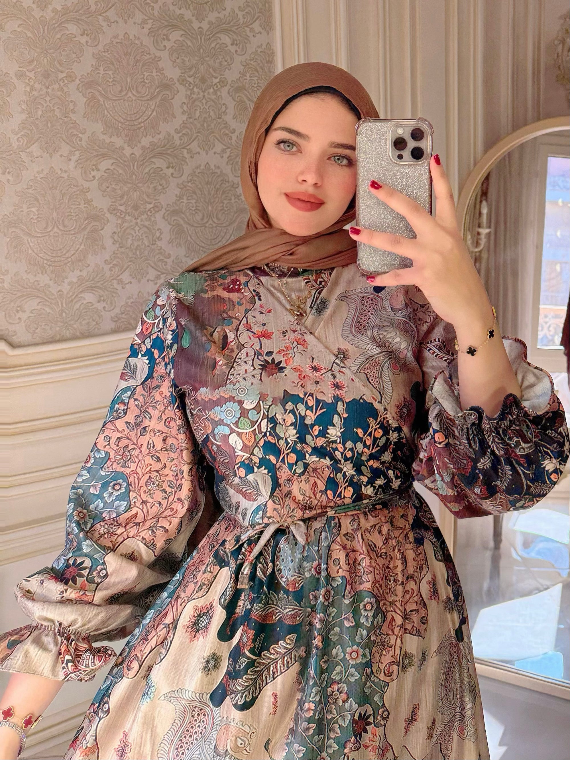 فستان بوهو - بني