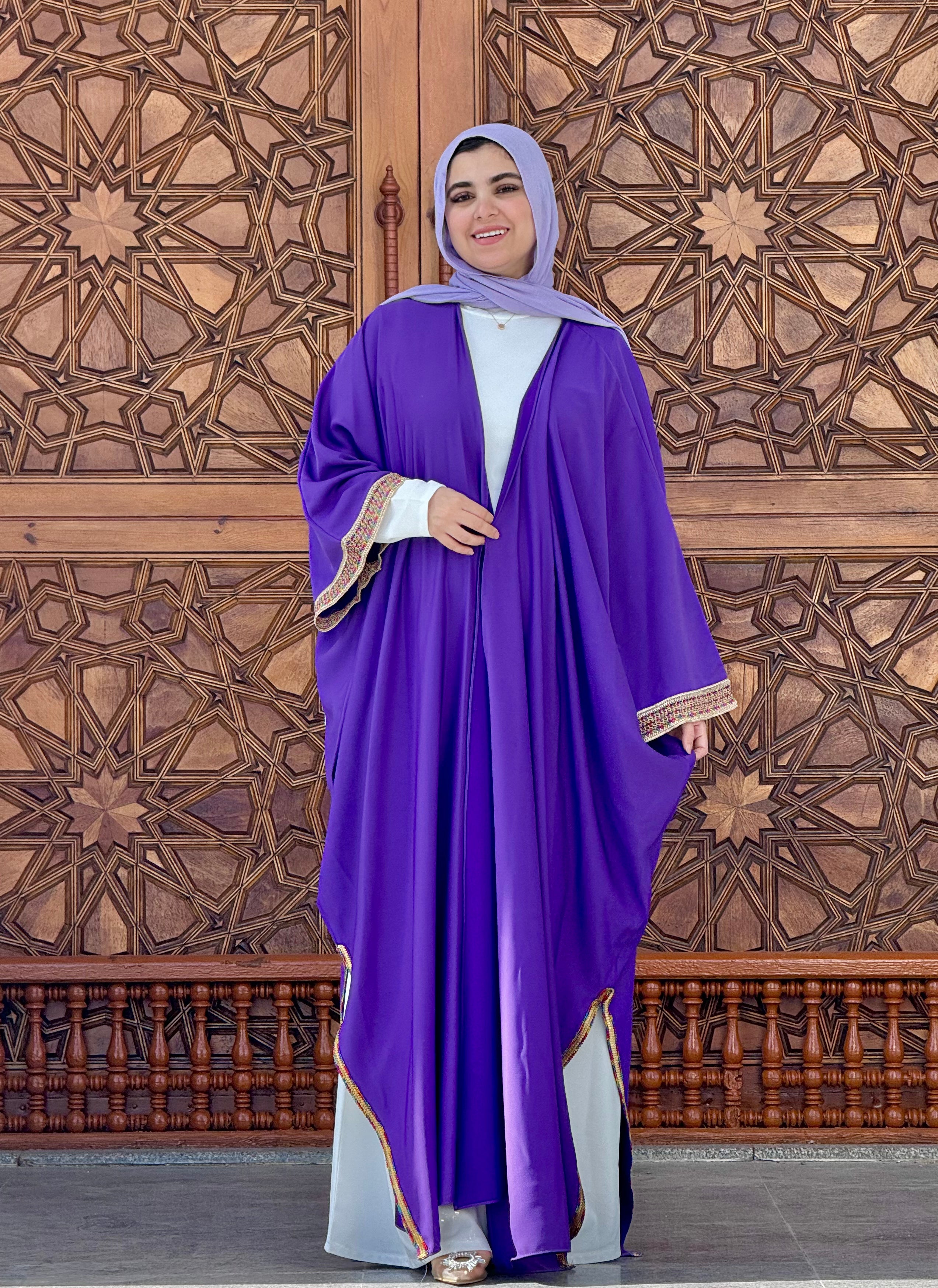 Moroccan Kaftan in Purple - Golden Kinar