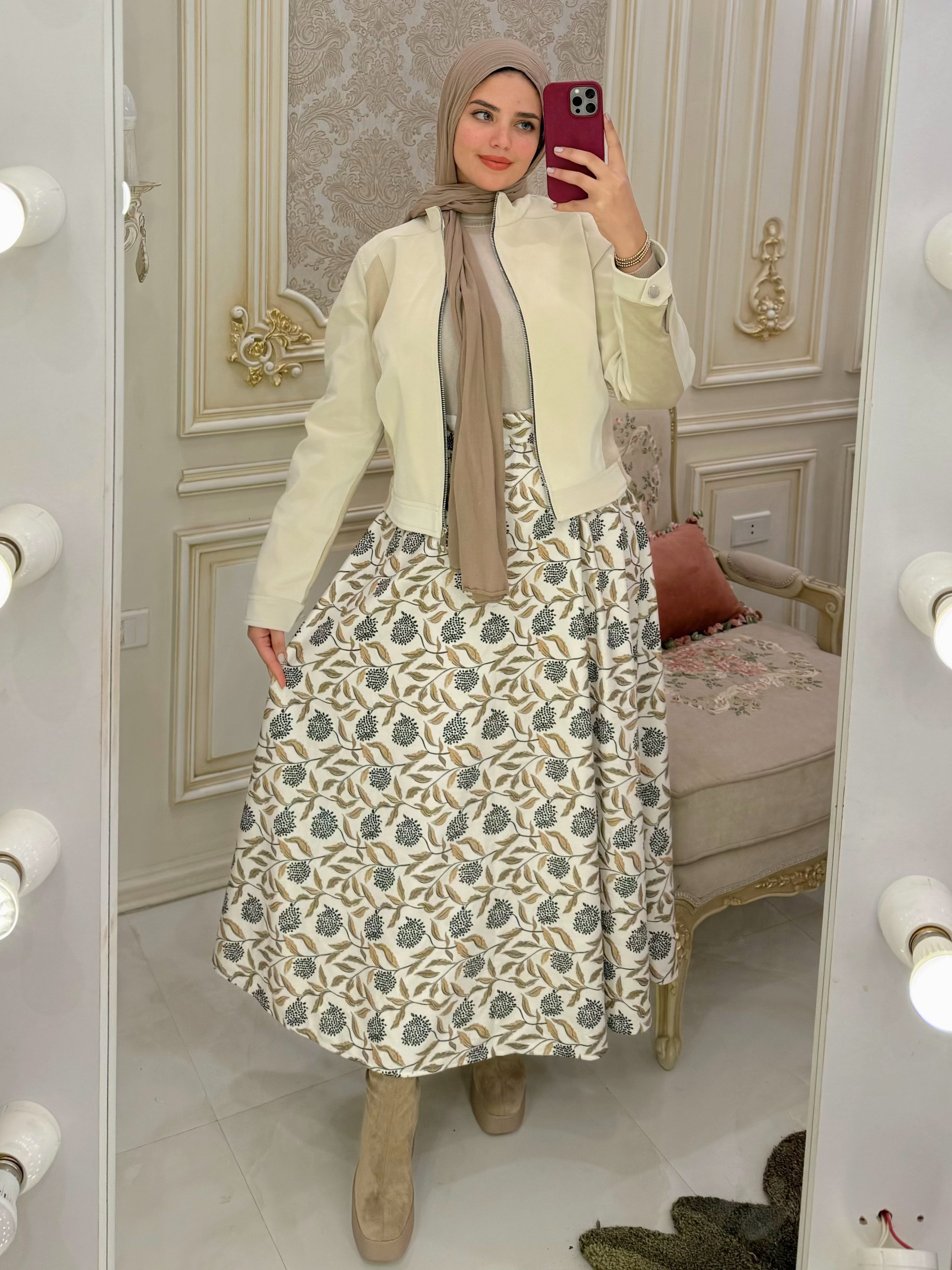 Leaves Skirt - Beige