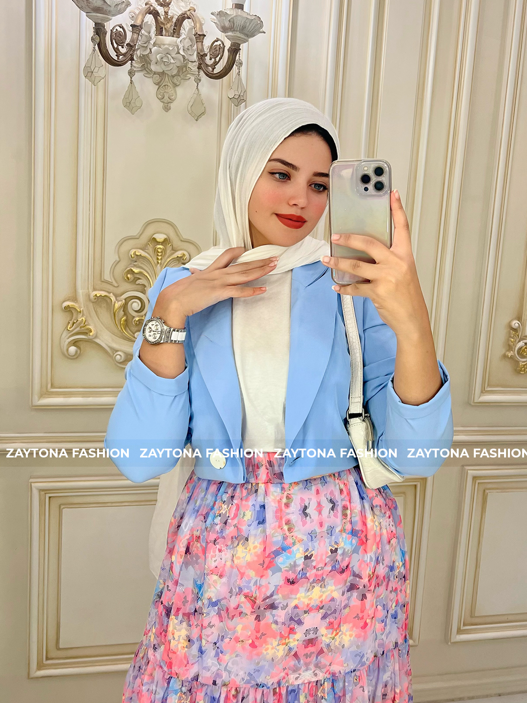 Crop blazer - Baby Blue