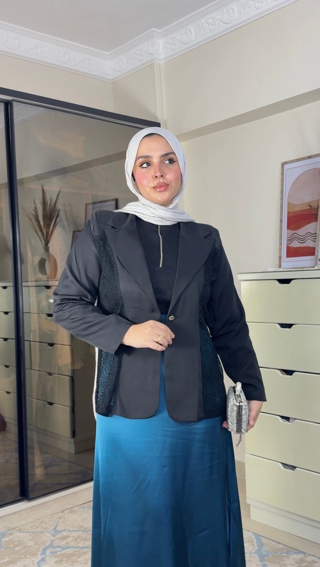 Long Blazer with Duntel  - Black
