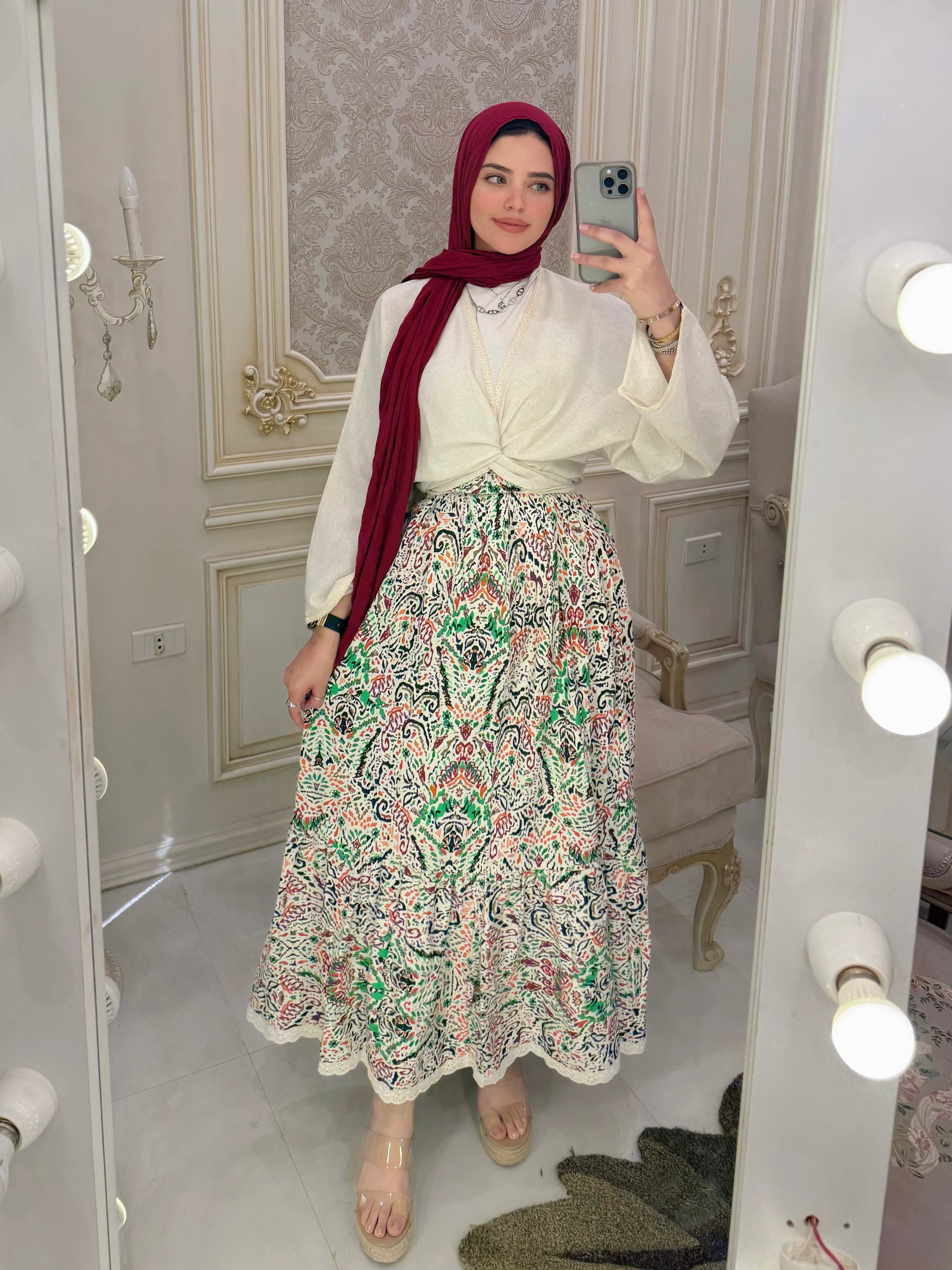 Farha Skirt - Mix Green