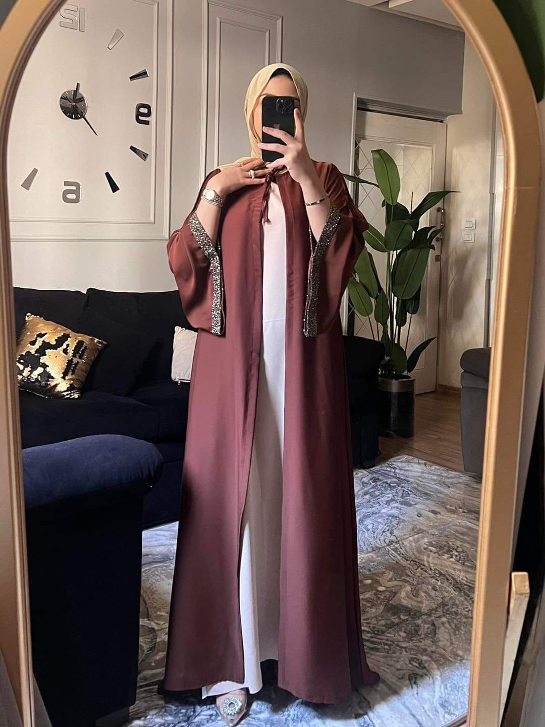 Basic Saudi Abaya Double face - Beige