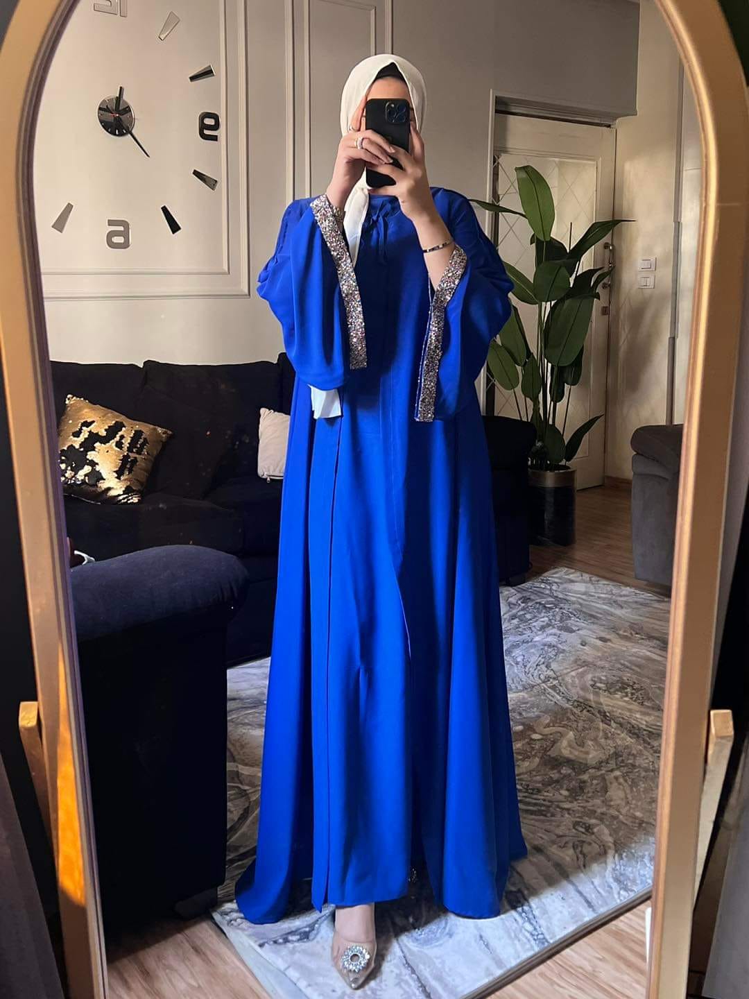 Basic Saudi Abaya Double face - Blue