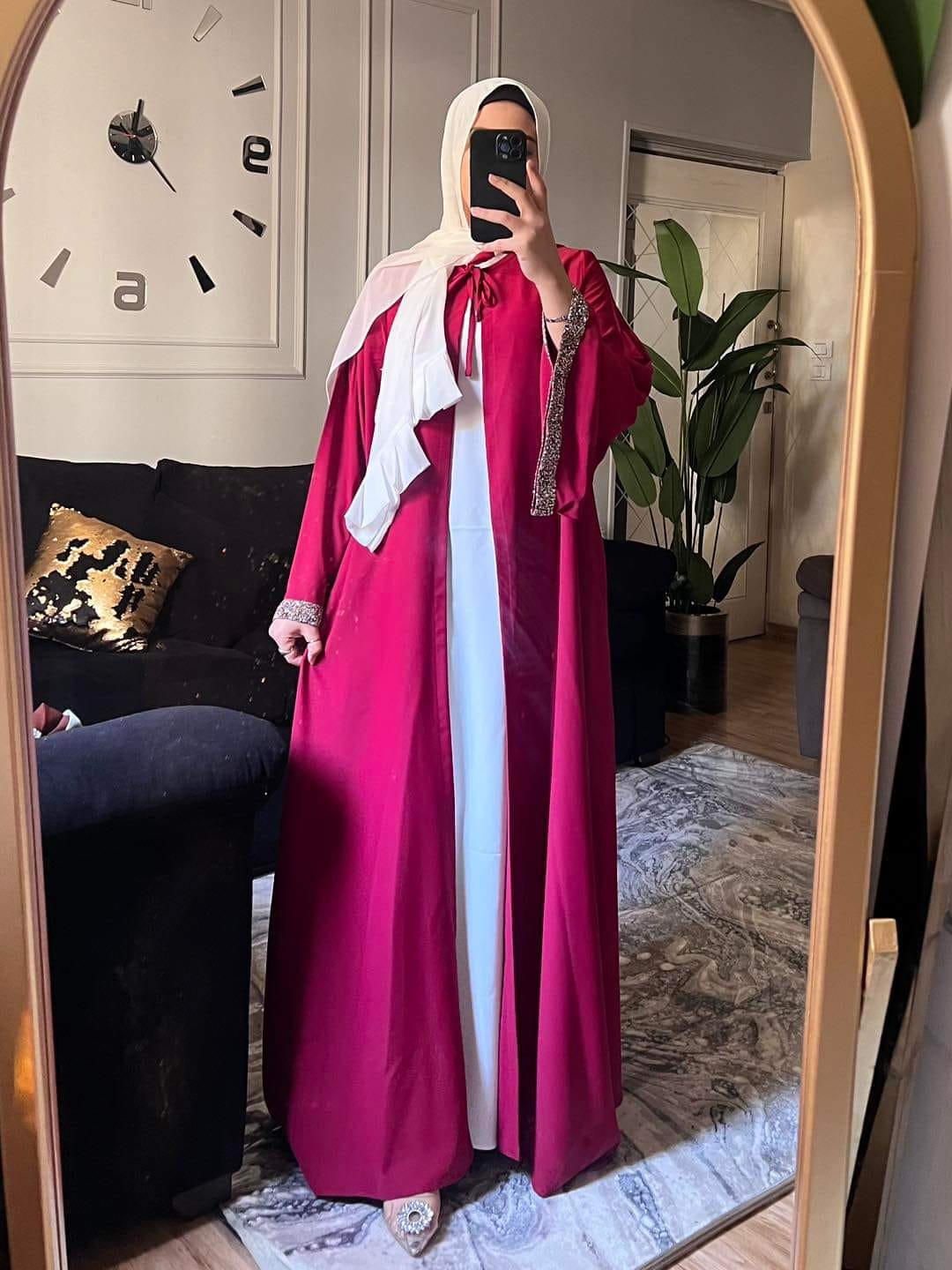 Basic Saudi Abaya  Double Face - Burgundy