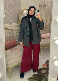 Wide Leg Pants - Burgundy