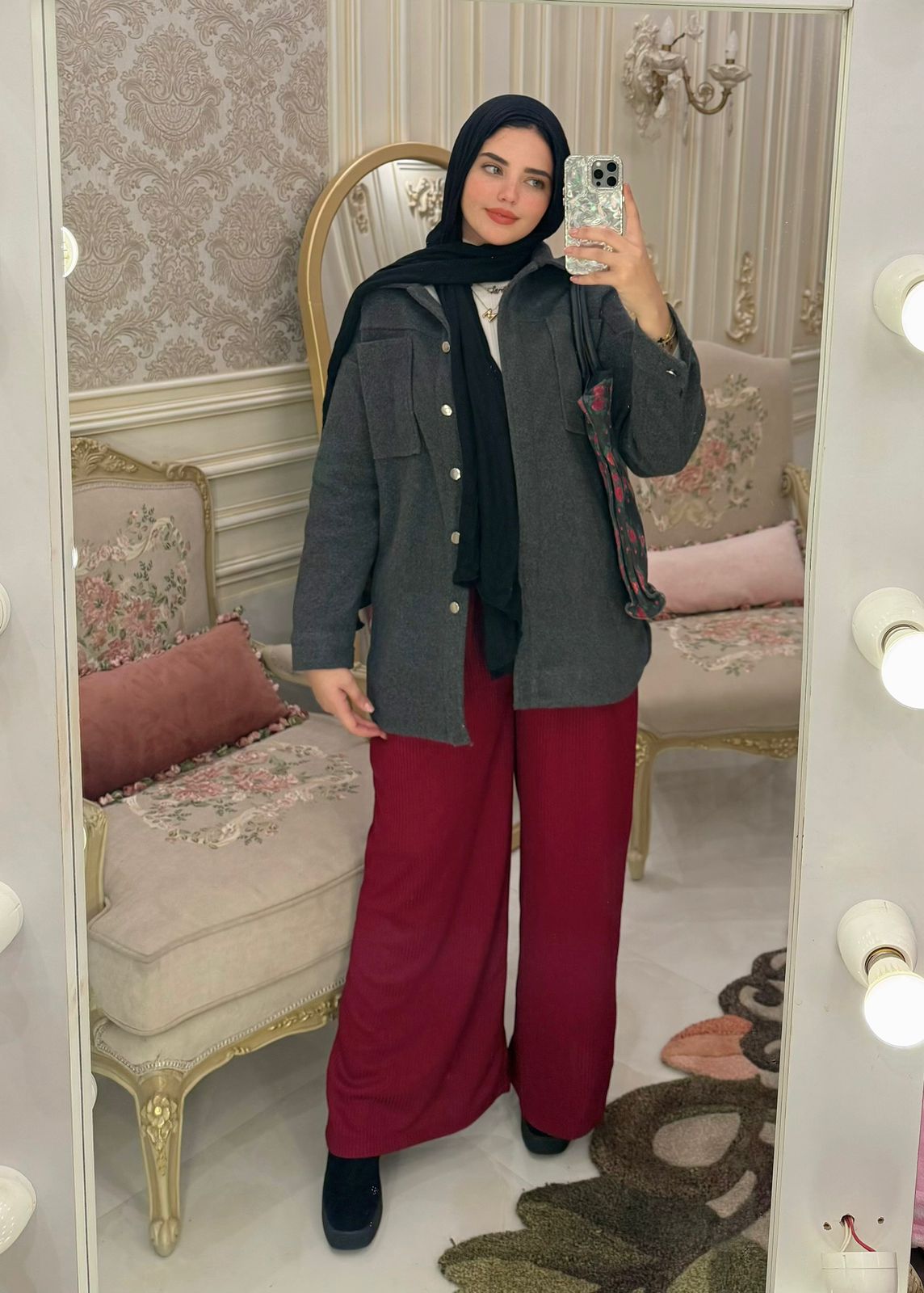 Wide Leg Pants - Burgundy