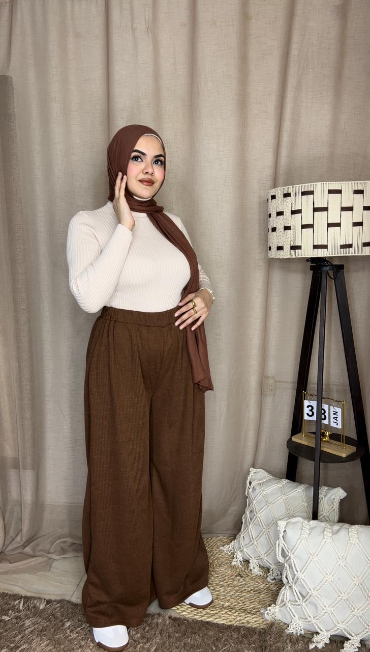 Wide Leg Pants - Brown