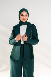 Long Blazer with Duntel  - Dark Green