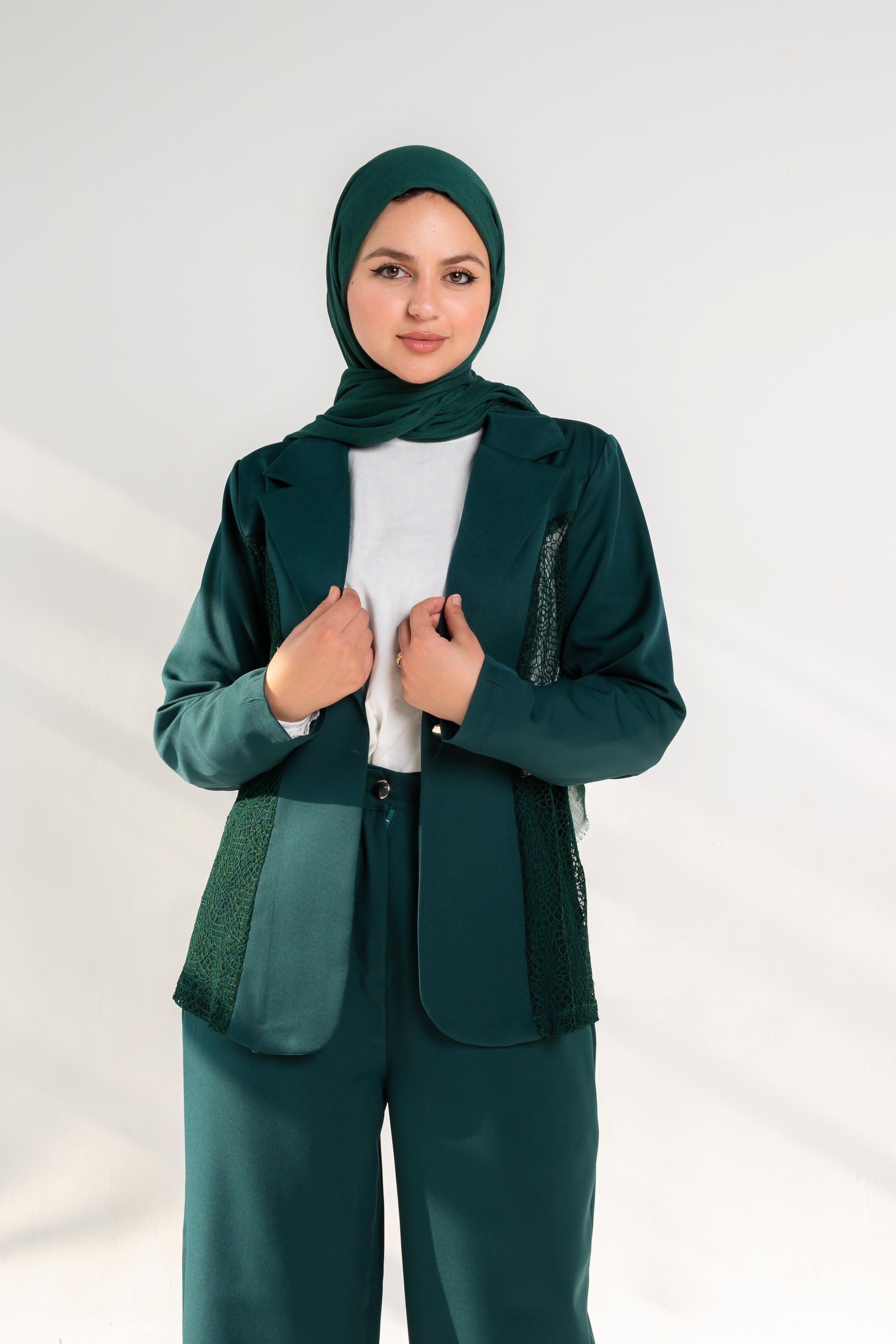 Long Blazer with Duntel  - Dark Green