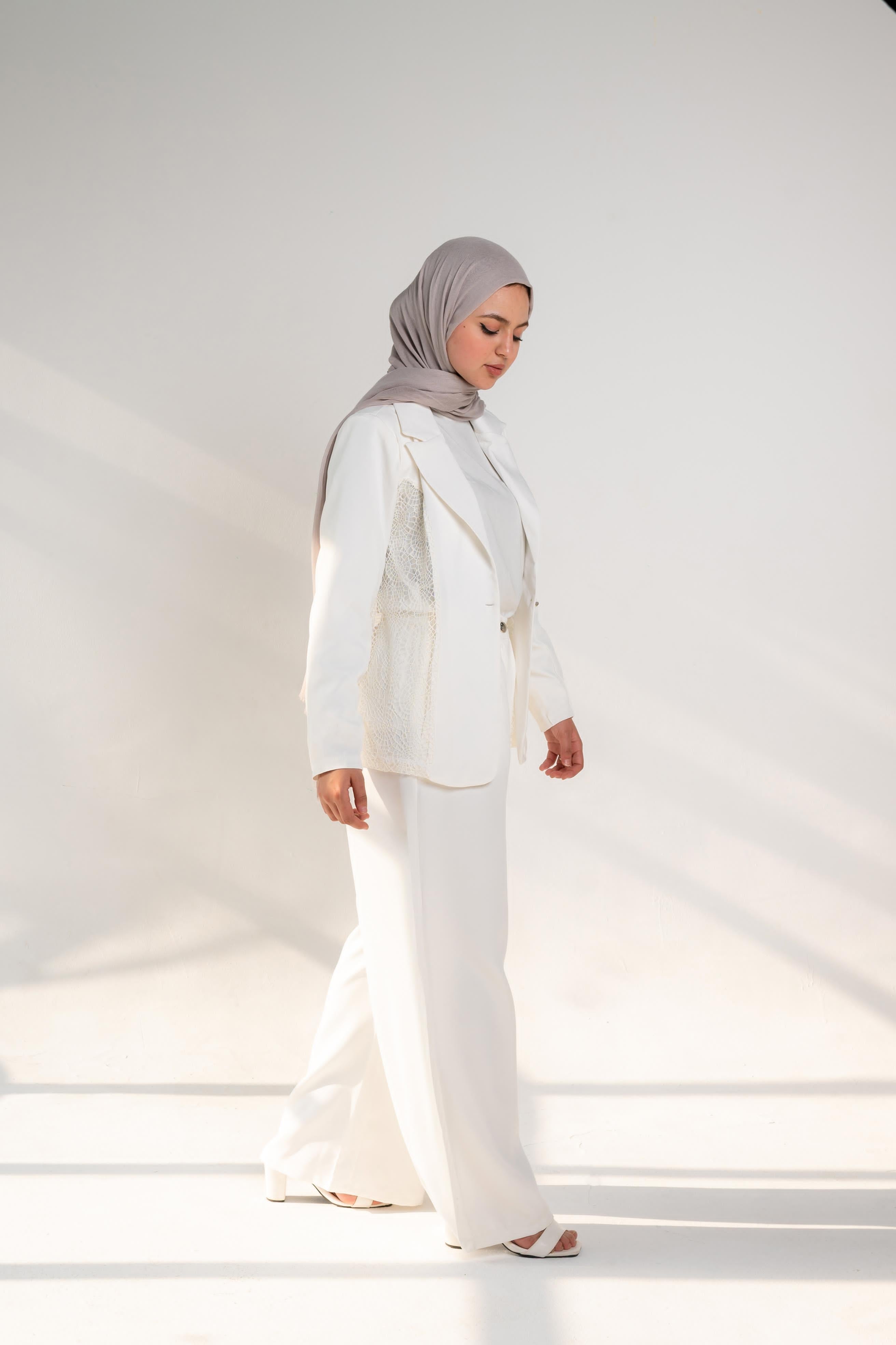Long Blazer with Duntel  - White