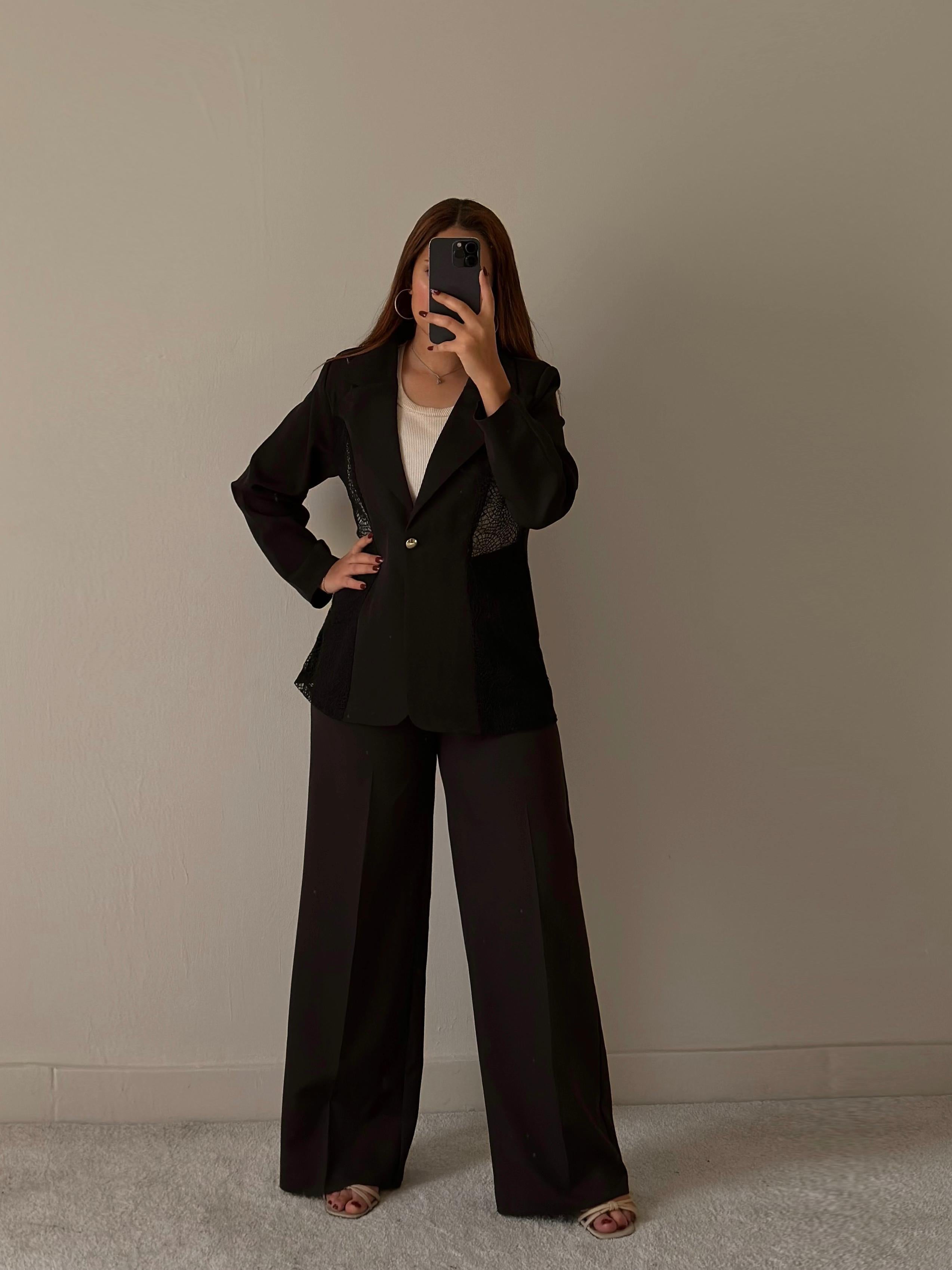 Long Blazer with Duntel  - Black