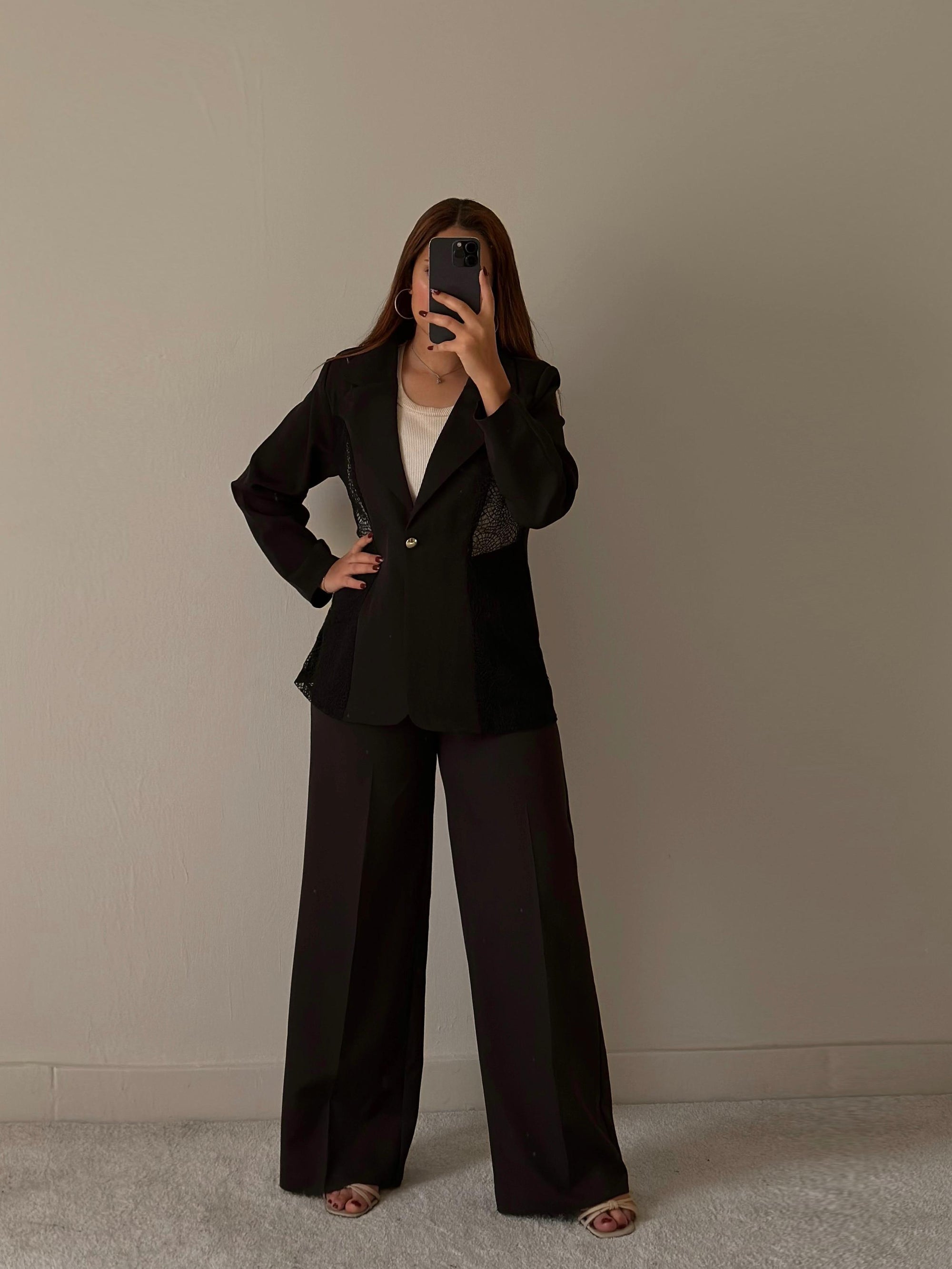Long Blazer with Duntel  - Black