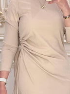 Sleeve Basic dress -beige
