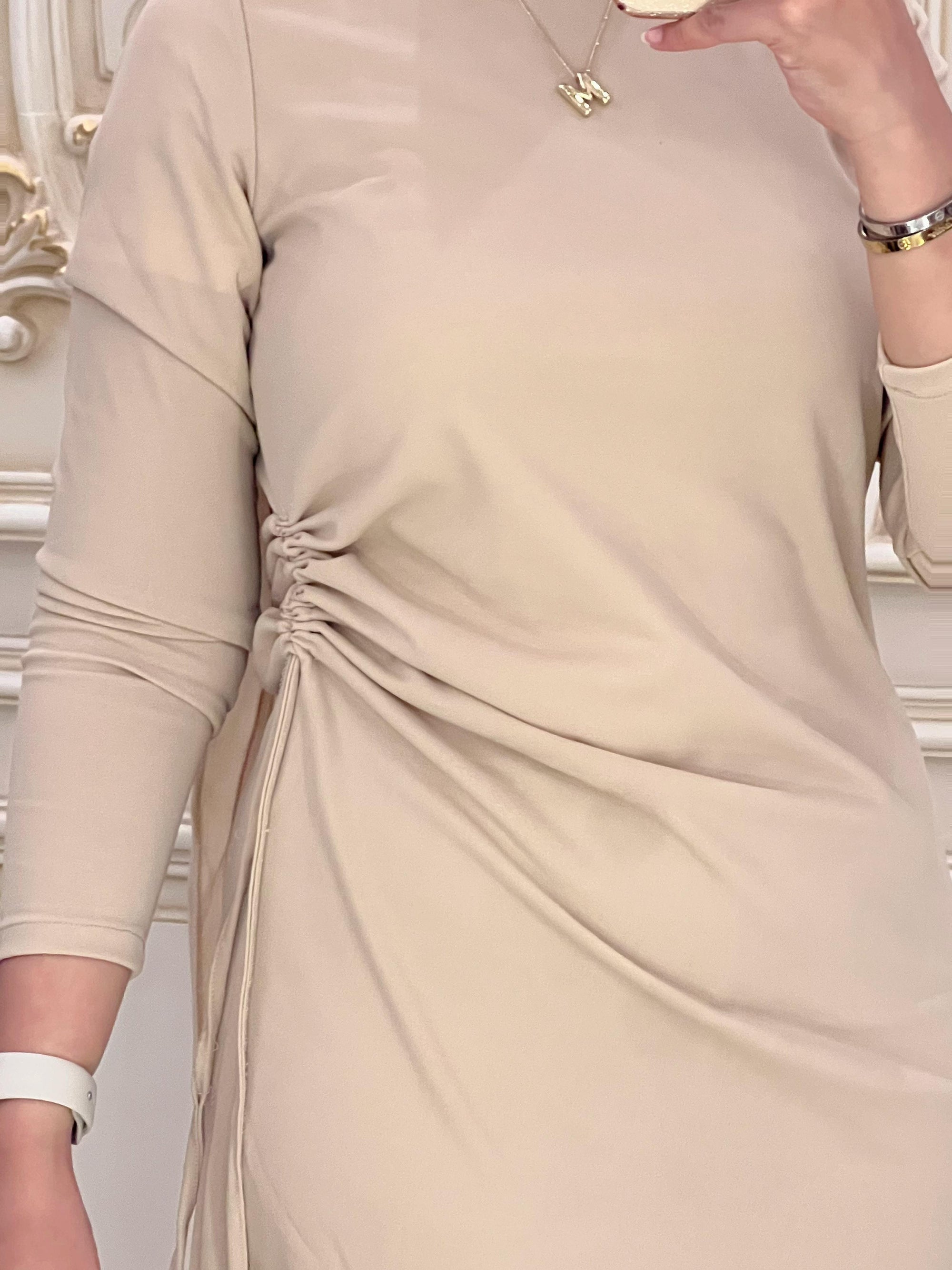 Sleeve Basic dress -beige