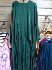 Swareh Satin Blouse-Dark Green