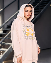 Loose fit hoodie - beige