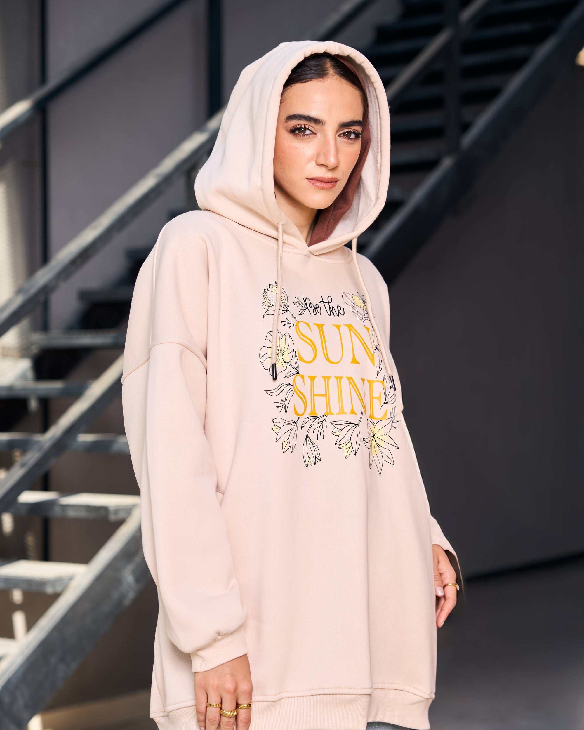 Loose fit hoodie - beige