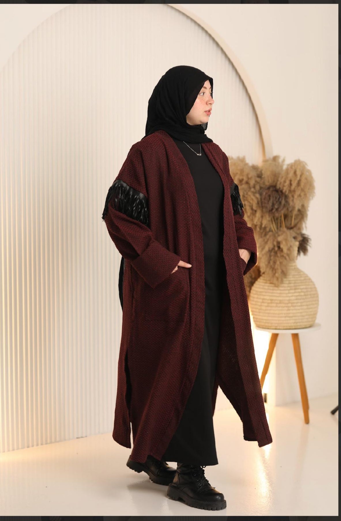 Wool cardigan - burgundy