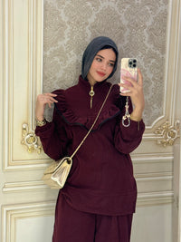 Suit Katifa -Burgundy