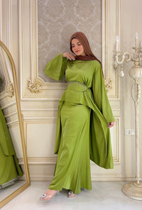 Swareh satin Blouse-Kiwi