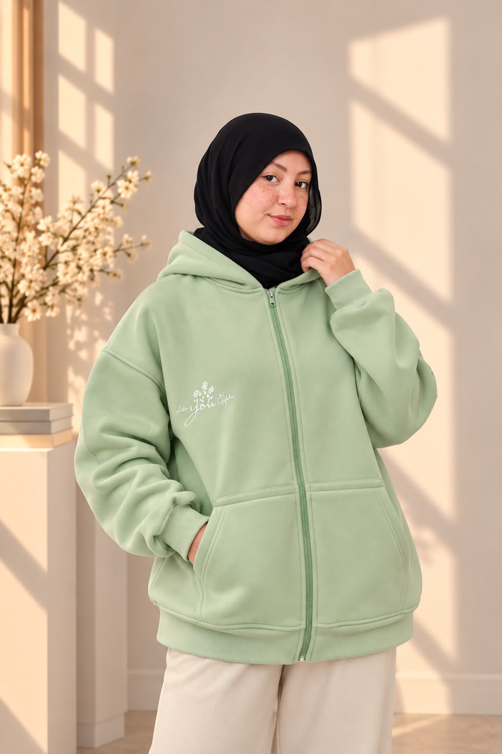 Short Hoodie _ mint green