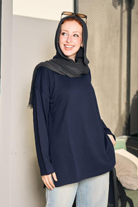 Basic over size - Navy Blue
