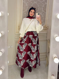 Zebra skirt - burgundy