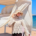 Guipure blouse beige