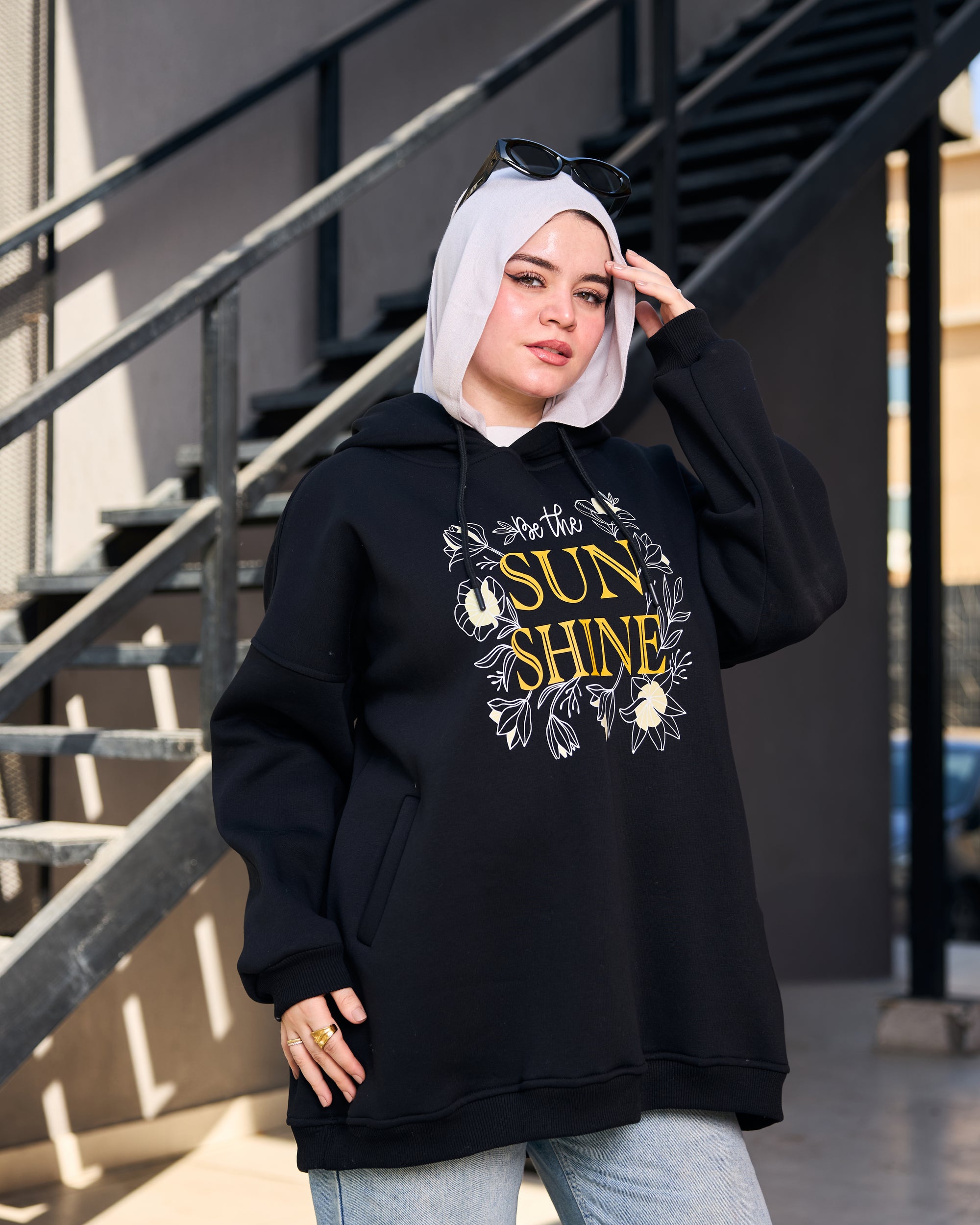 Loose fit hoodie - black